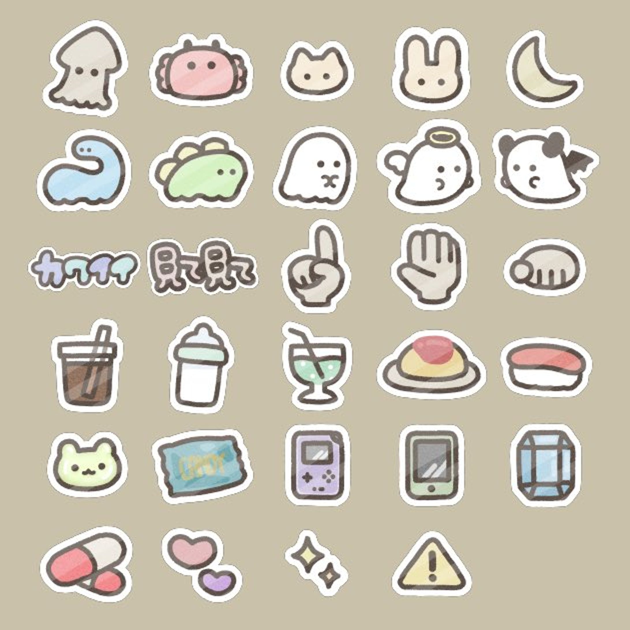 【イラスト素材】【LINEスタンプ】シール風スタンプ-1
