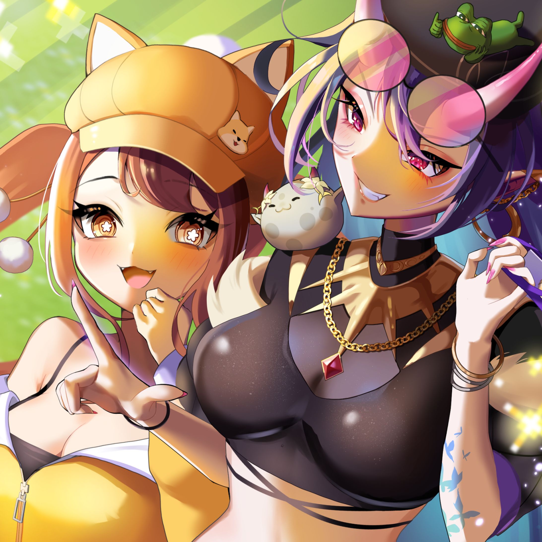 【ご依頼】VTuber Aki and Lunairi with Cute Dog Riki: Commission from Aki Orange-1