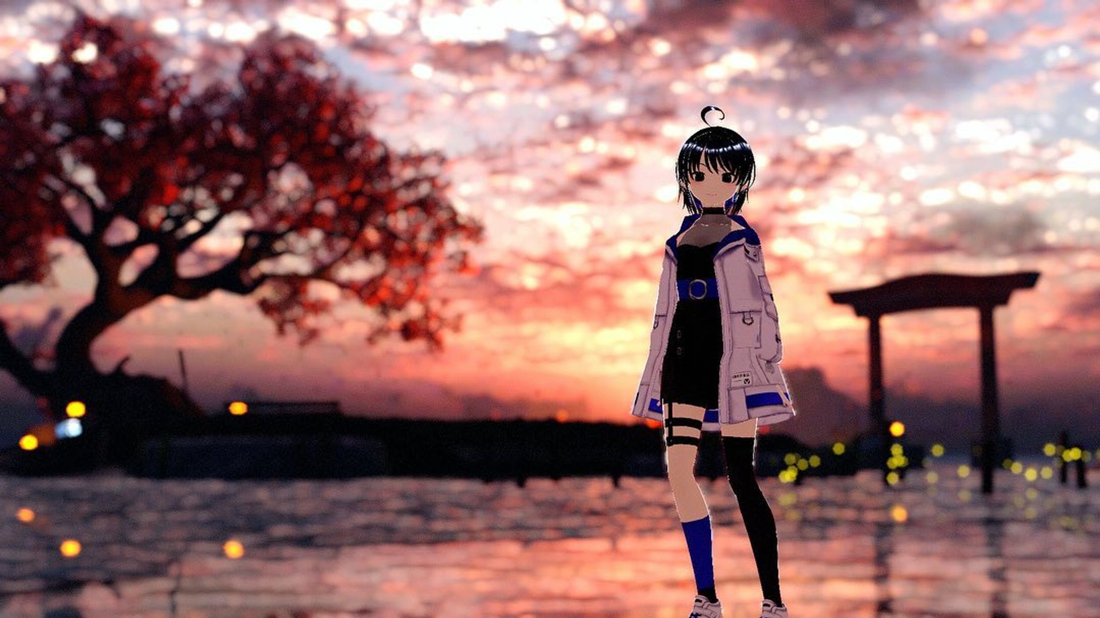 あの日の空へ
－ちょっと切なくて優しいそんな世界－

空の色と反射して赤っぽくみえる桜がすごく幻想的で綺麗なワールド🌅🌸

World:Ancient Sakura
#vrchat #vrcphotos #vrchatphotography #vsinger #vtuber-1