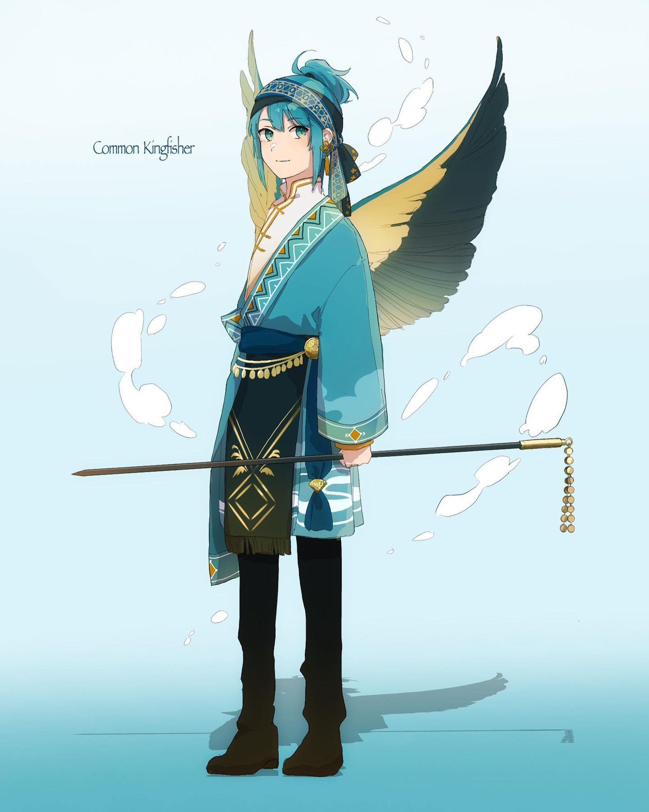 カワセミ擬人化
#illustration #oc 
#創作イラスト 
#キャラクターデザイン-1