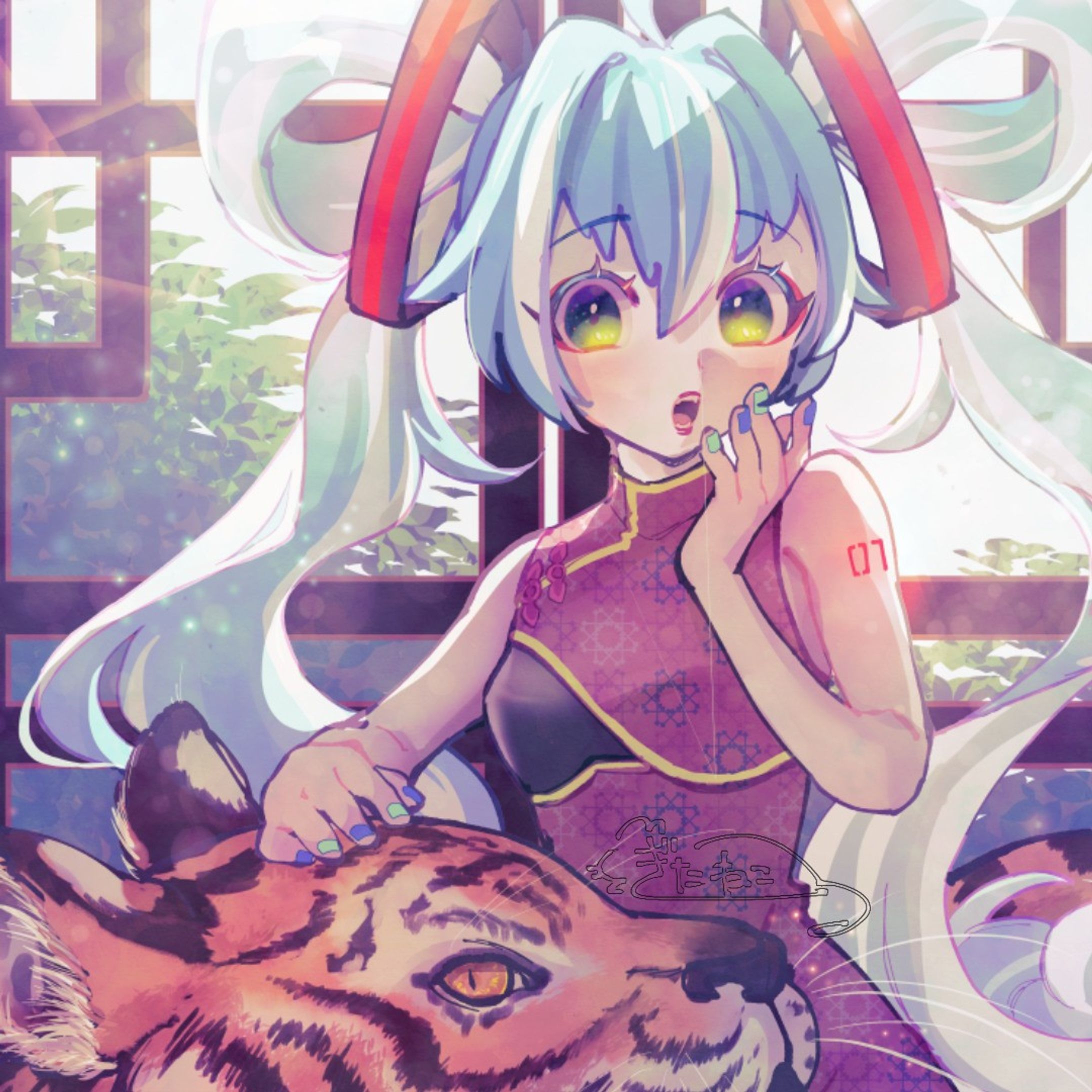 #二次創作 #fanart #イラスト #illustration #ボーカロイド #vocaloid #初音ミク #hatsunemiku #hatsune #miku #tiger #虎 #トラ-1
