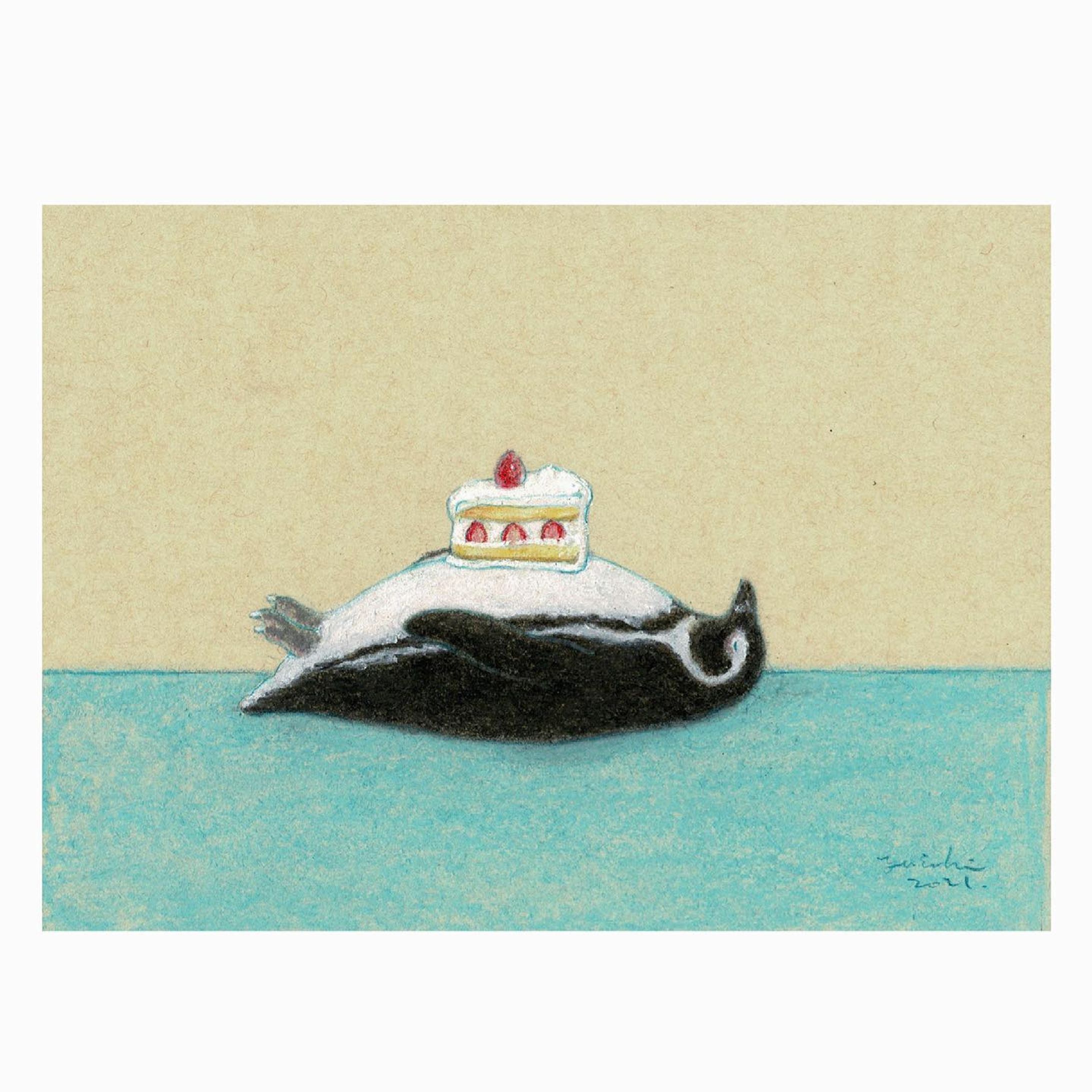 完璧な日曜日。

#イラスト #ペンギン 
#drawing #illustration 
#watercolor #art #pastel
#artwork #instaart #paint
#pengwin #sweets 
#picture #cake-1