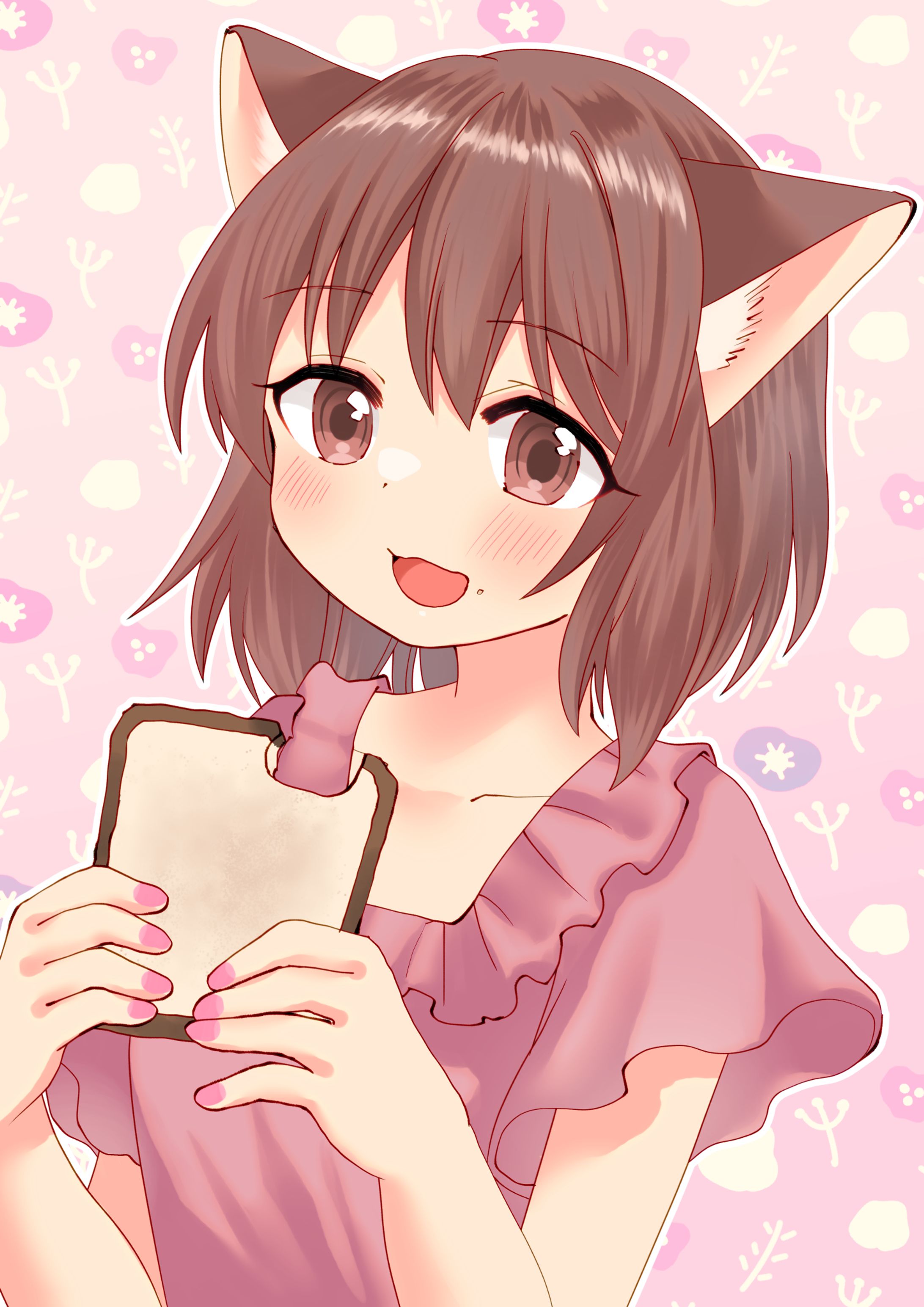 食パンを食べる少女-1