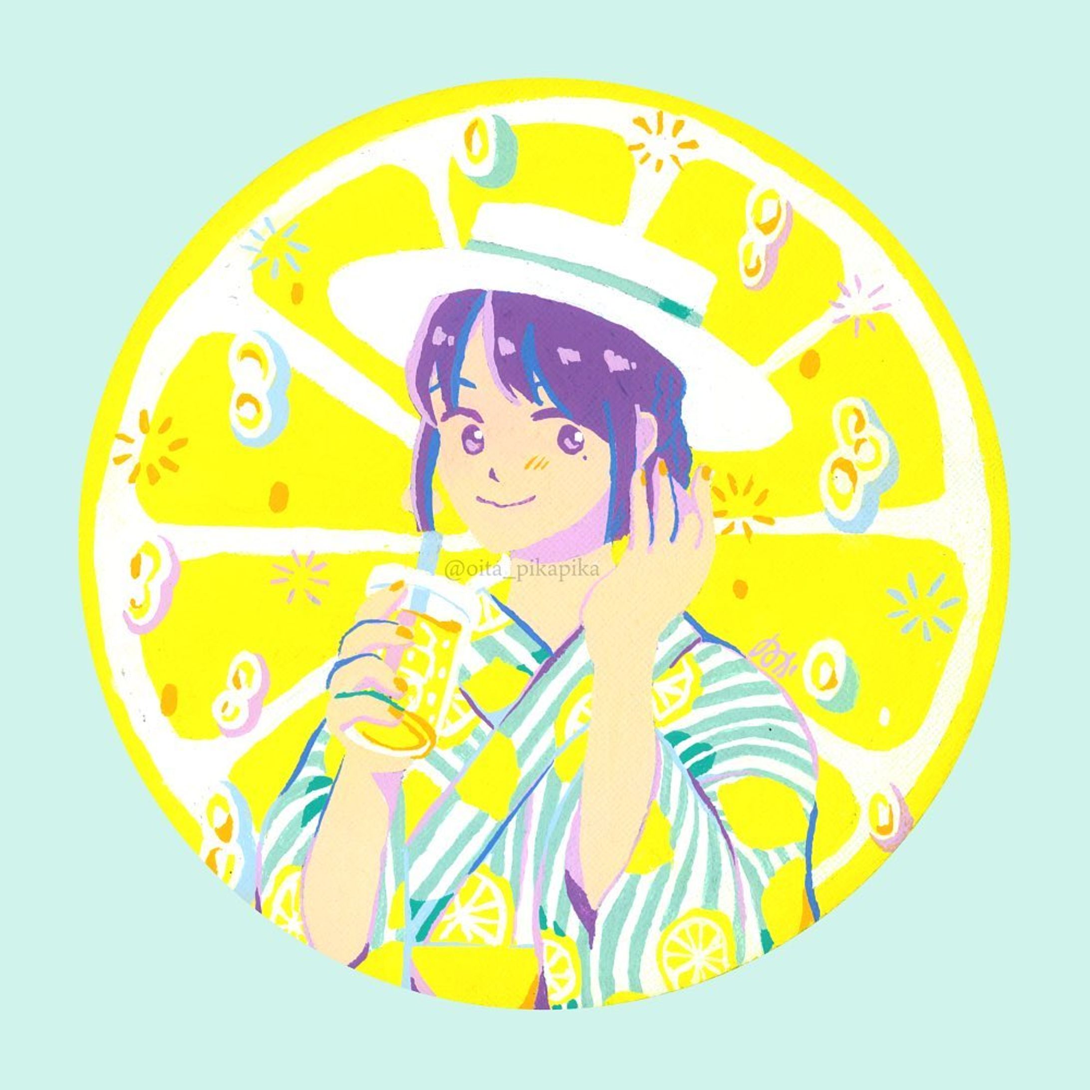 🍋レモンスカッシュ気分🍋

2022年6月18日完成
アクリルガッシュ/キャンバス
直径15cm円形
・
・
・
🍋I feel like lemon squash🍋

Completed on June 18, 2022
Acrylic gouache/canvas
Diameter 15cm round

 #イラスト  #イラストレーション  #イラストグラム  #いらすとぐらむ  #アナログイラスト  #アクリルガッシュ  #ターナー  #レモン  #浴衣  #レモンスカッシュ  #🍋 #丸キャンバス  #初夏  #女の子  #創作  #オリジナル  #illustration  #original  #illust  #illustgram  #analogillustration  #acrylicpainting  #acrylicgouache  #turner  #lemon  #yukata  #girlsillustration-1