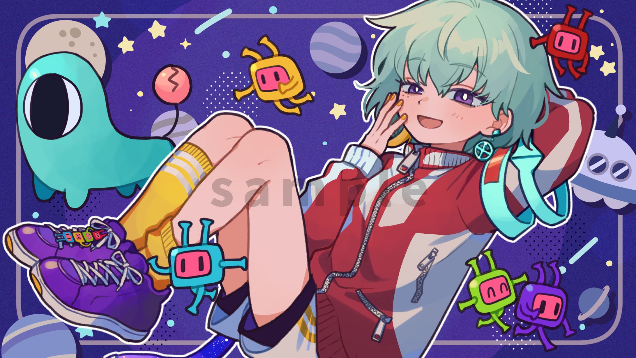 配信待機画面、サムネイル、ヘッダー用イラスト/小宇宙ナイン様-1