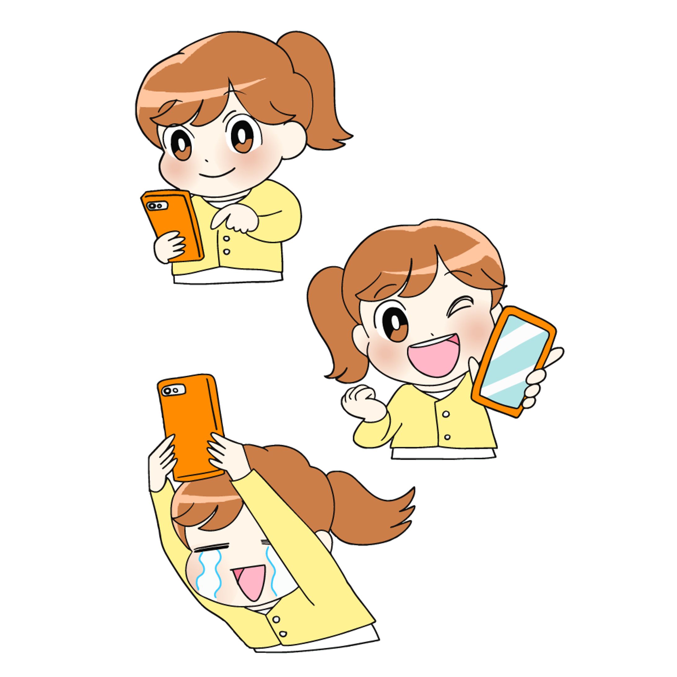 スマホを持った女性のイラスト-1