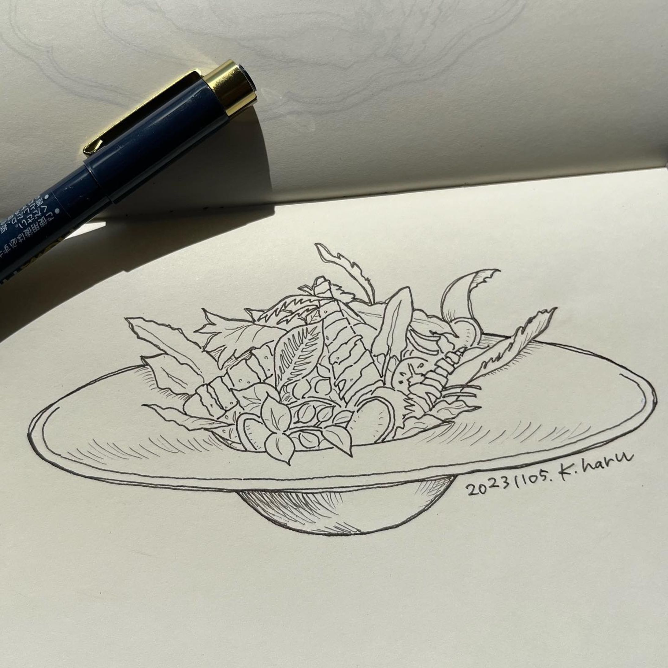 #グリーンサラダ　　#salad #greensalad #フードイラスト #foodinstagram #foodillustration #illustration #スケッチ #sketch #drawing #文房具 #stationery #drawing #絵日記 #大阪グルメ #fooddiary  #fooddrawing #pensketch #sketchjournal #ペンスケッチ #スケッチジャーナル #線画 #線画イラスト #挿絵 #カットイラスト #ペン画 #ドローイング-1