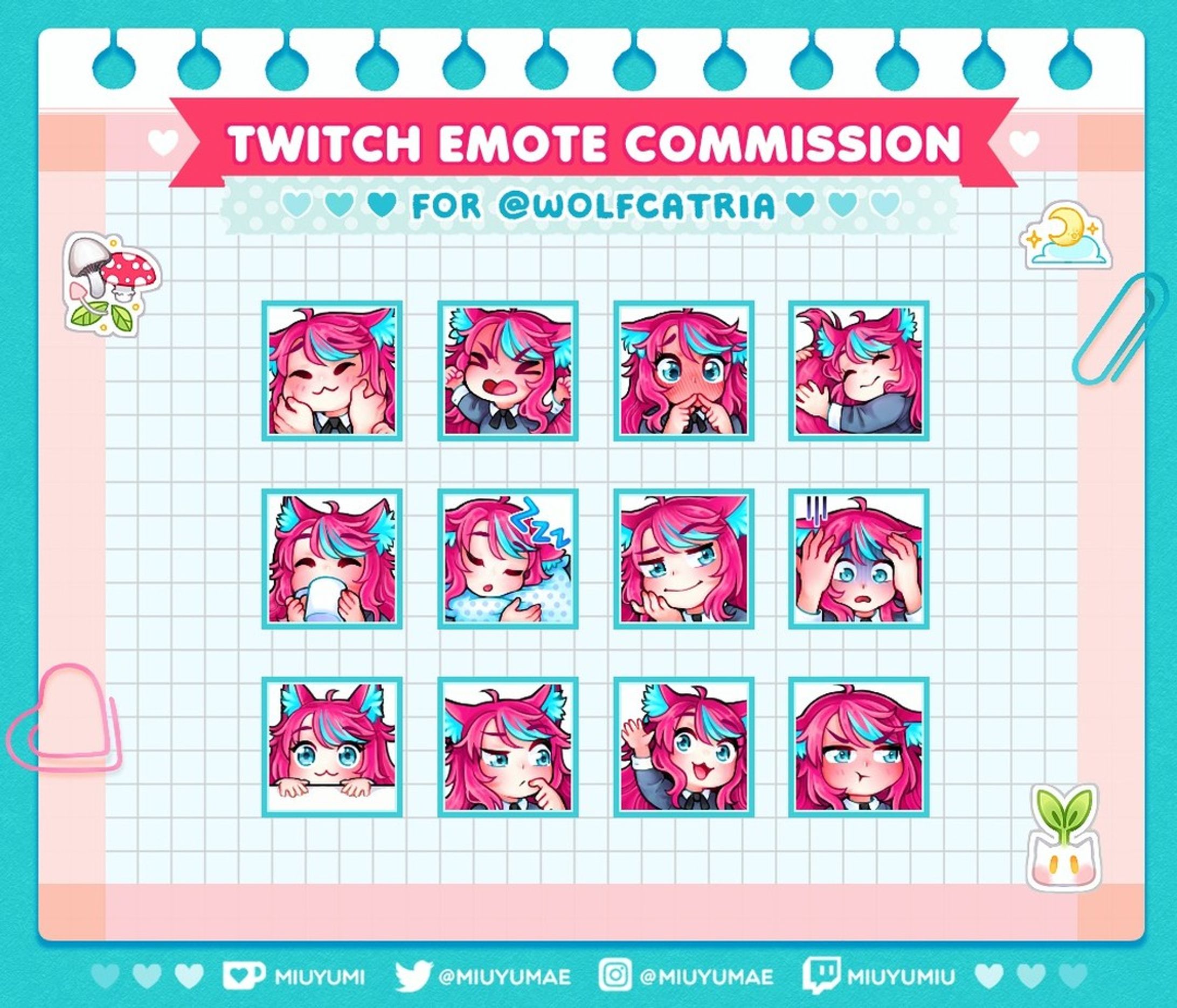 Super cute (and big!) emote commission for WolfcatRia!💗

https://www.twitch.tv/wolfcatria

#emotes #emotecommissionsopen #twitchemote #twitchemotes #twitchemotecommission #cutegirl #kemonomimi #pinkhair #streamer #artstreamer #twitchstreamer #digitalartist #commissionsareopen #commissionsopen #digitalart #digitalartwork #digitaldrawing #smallartist #smallartists-1