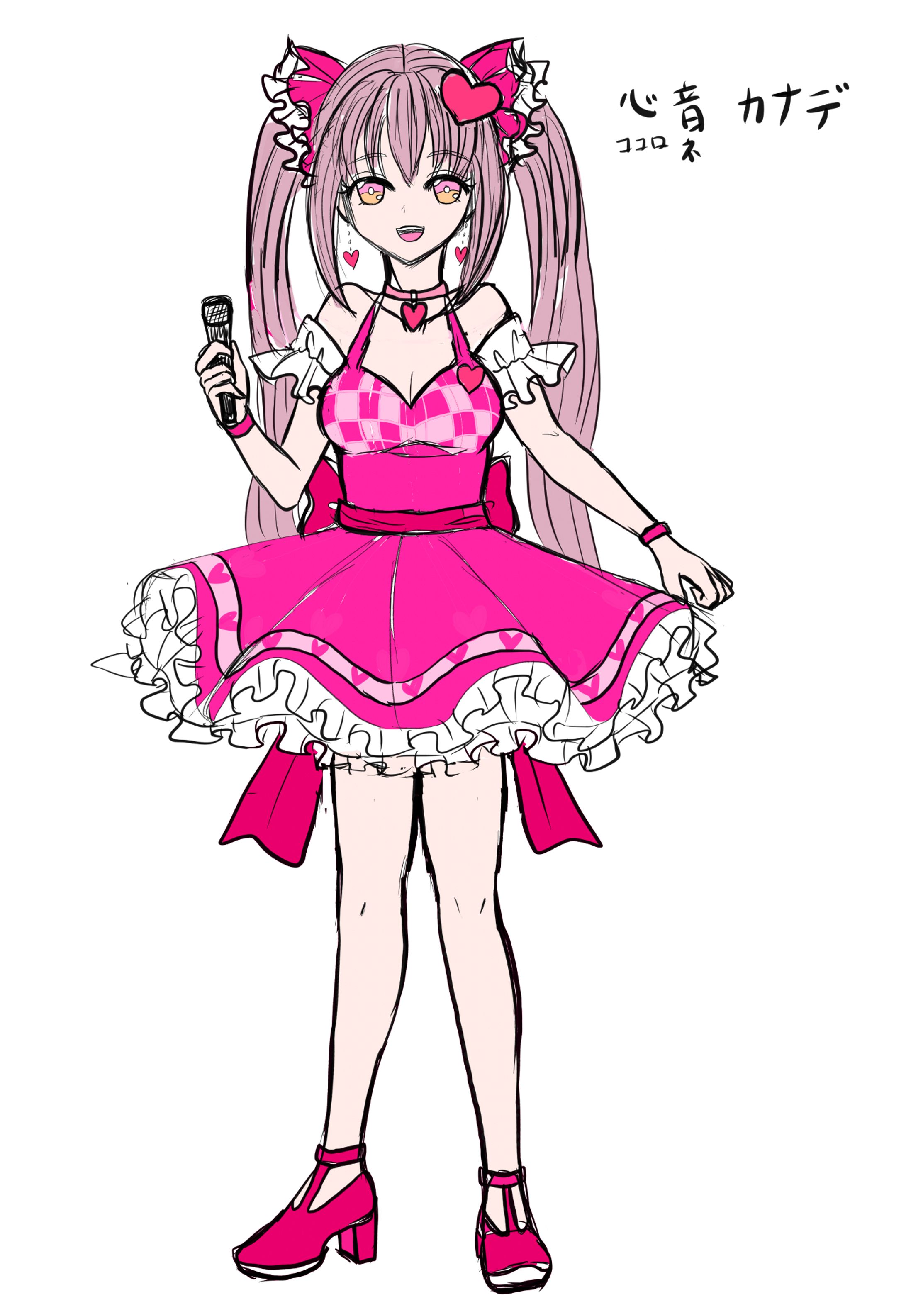 Vtuberなどのアイドル系キャラ、ラフ画-1