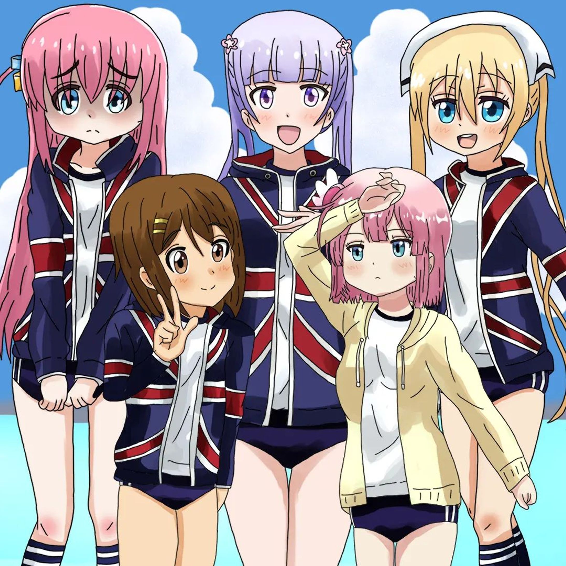 きらら体育祭第3弾　#clipstudiopaint #newgame #涼風青葉 #けいおん #平沢唯 #まちカドまぞく #千代田桃 #ブレンドs #日向夏帆 #ぼっちざろっく #後藤ひとり #九条カレン-1