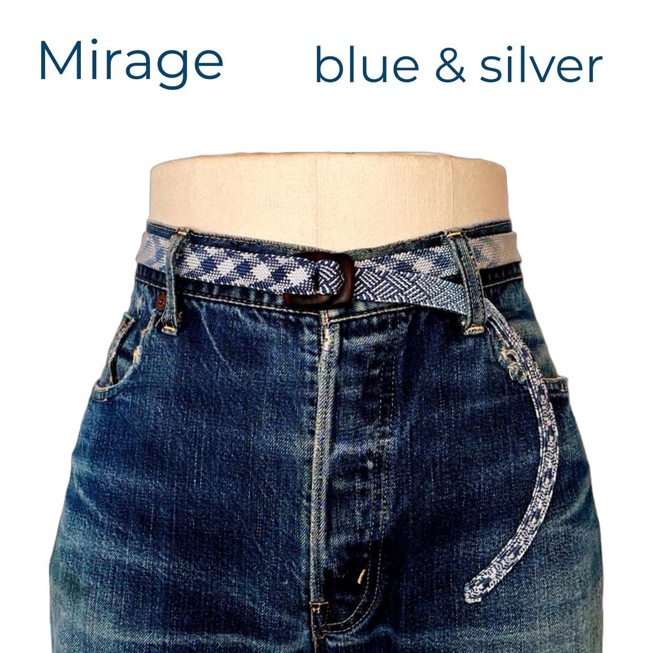 ⁡
⁡
# 009【Mirage】
-plaid and 4stripes-
blue & silver

⁡
Using bokashi threads, contrasting patterns are arranged on side A and side B. 
The repeated disappearance and appearance of the pattern expresses graceful fragility.
⁡
同じ暈し糸を使い、蜃気楼のように違う柄を表と裏に組みました。
柄は、儚く優美に、現れたり消えたりを繰り返します。-1
