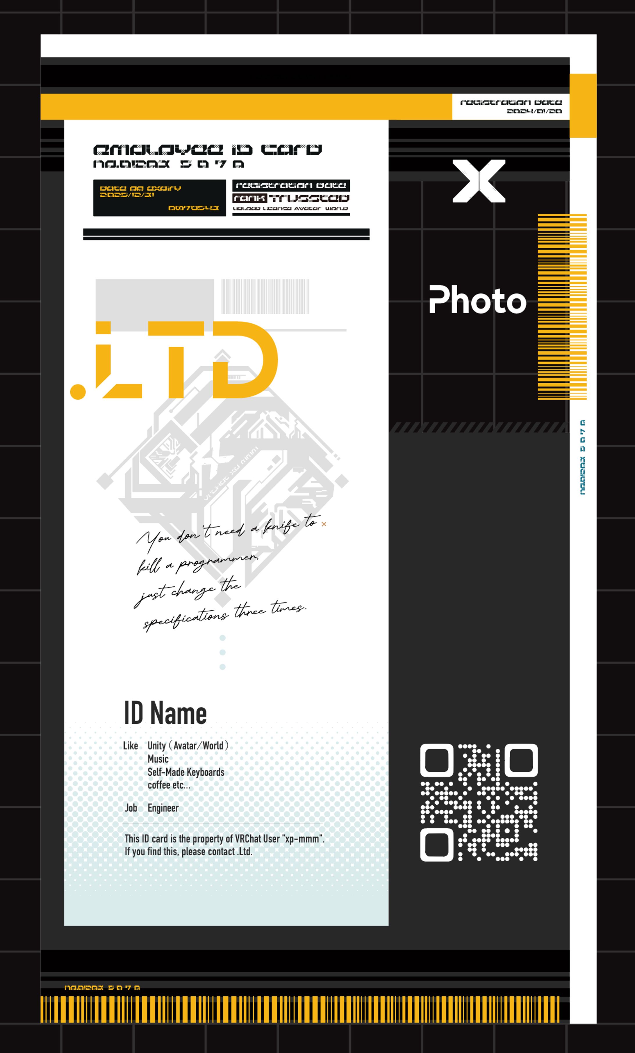 VRChat Avatar Texture for costumes ID Card-1