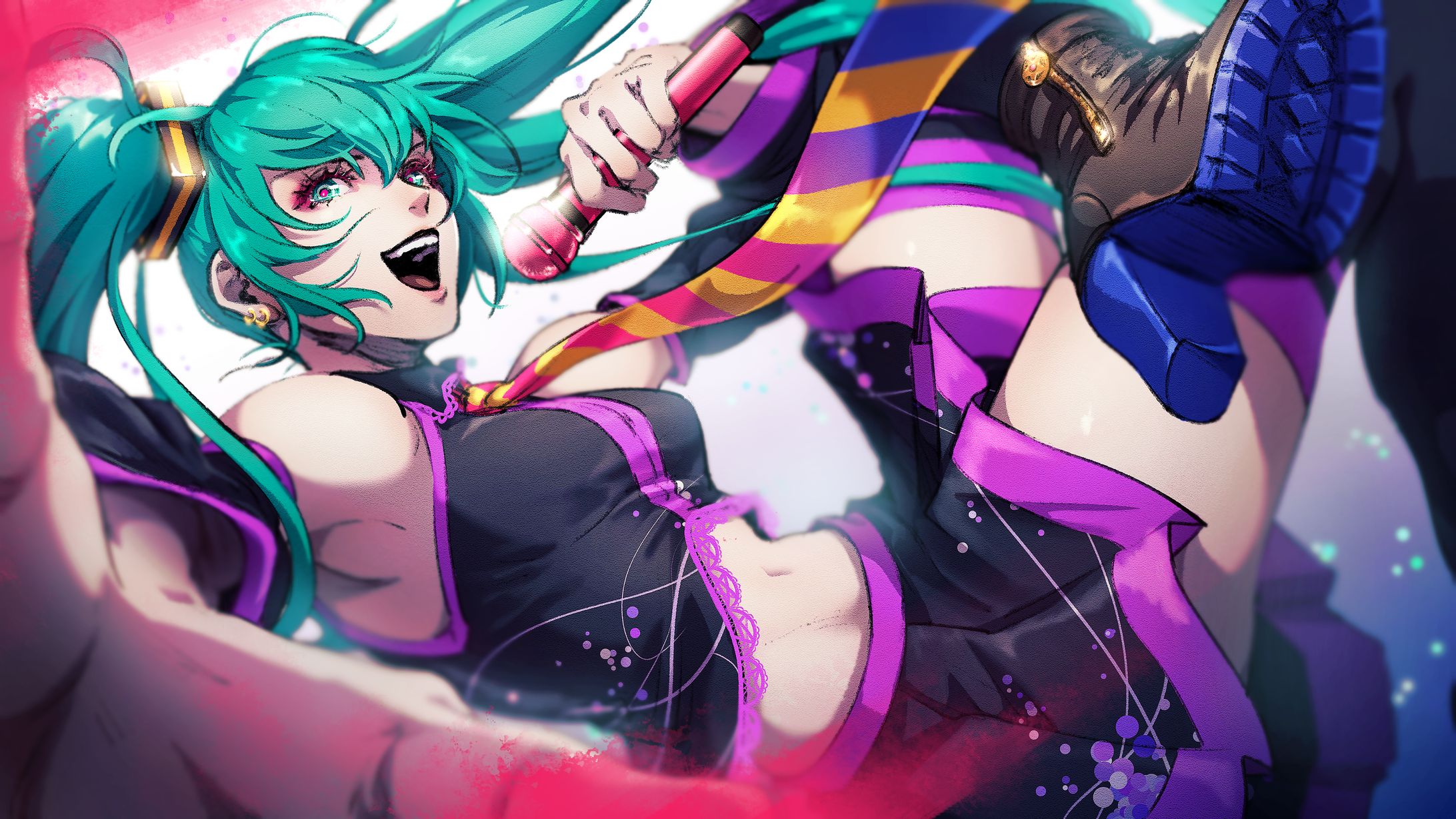 初音ミク 【LIVE DAM Ai × piapro カラオケ背景映像用イラスト】-1