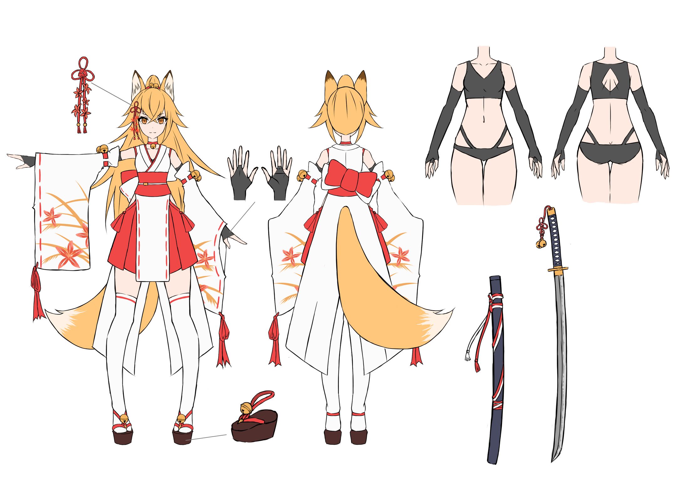 Yokai War Chronicles Maine character [Inaho] / キャラ三面図「イナホ」-1