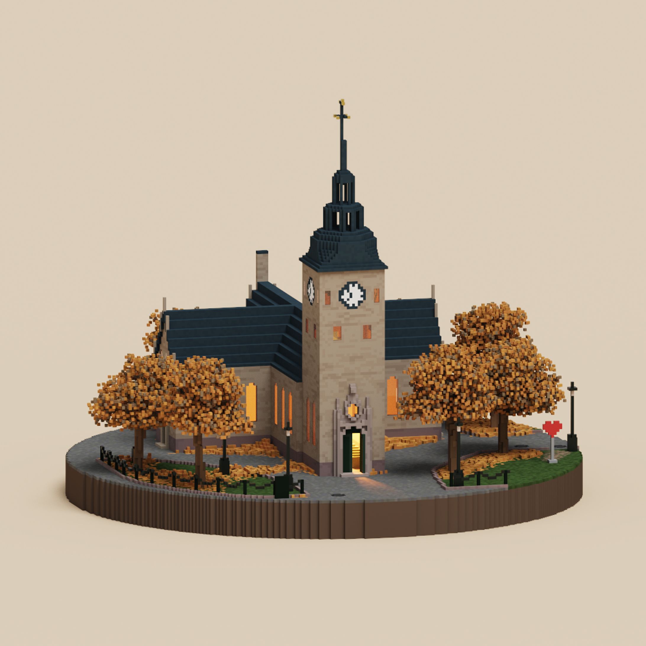  Oslo Cathedral - Voxel art-1
