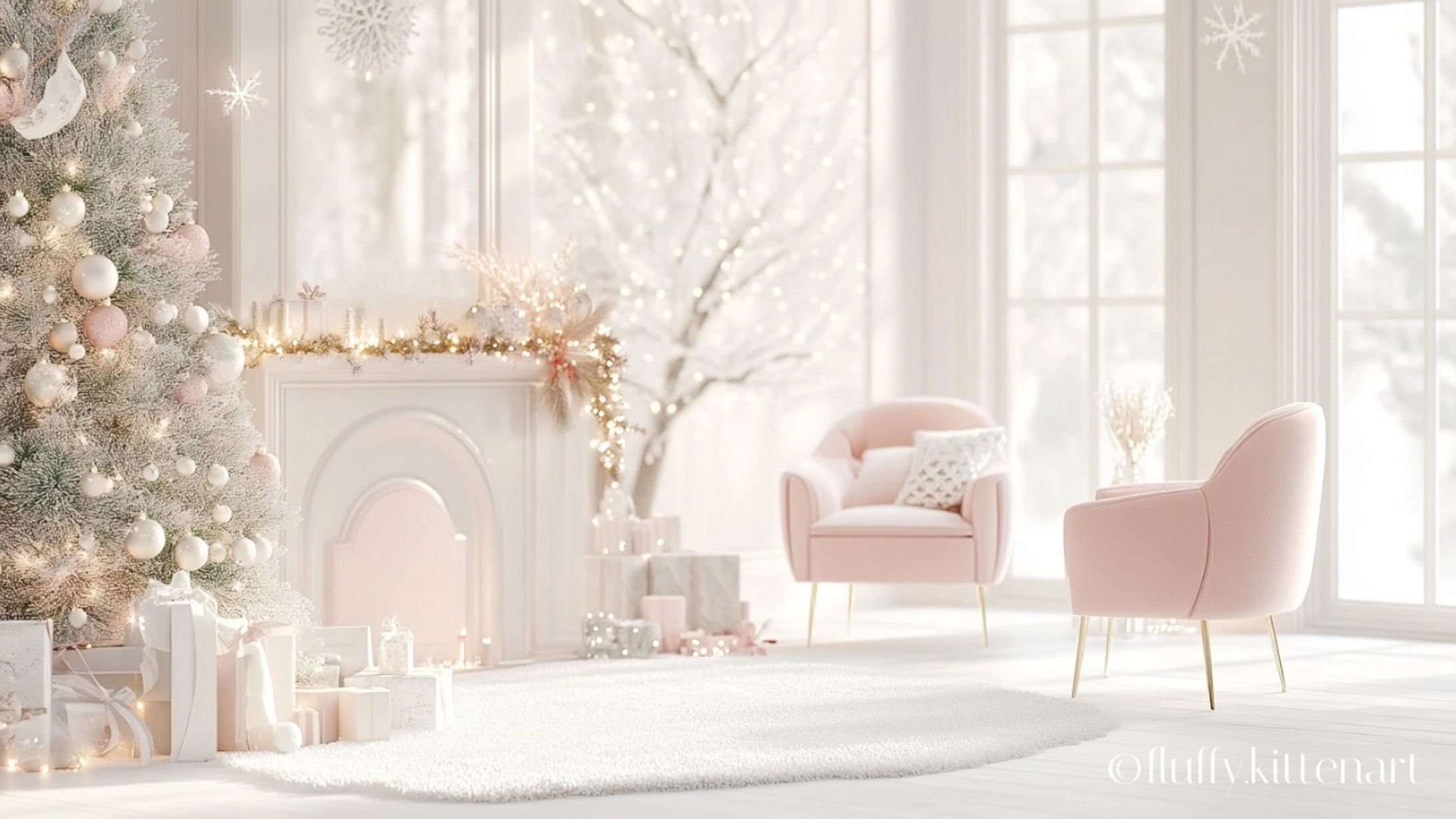 Christmasのふんわりかわいいzoom背景-1