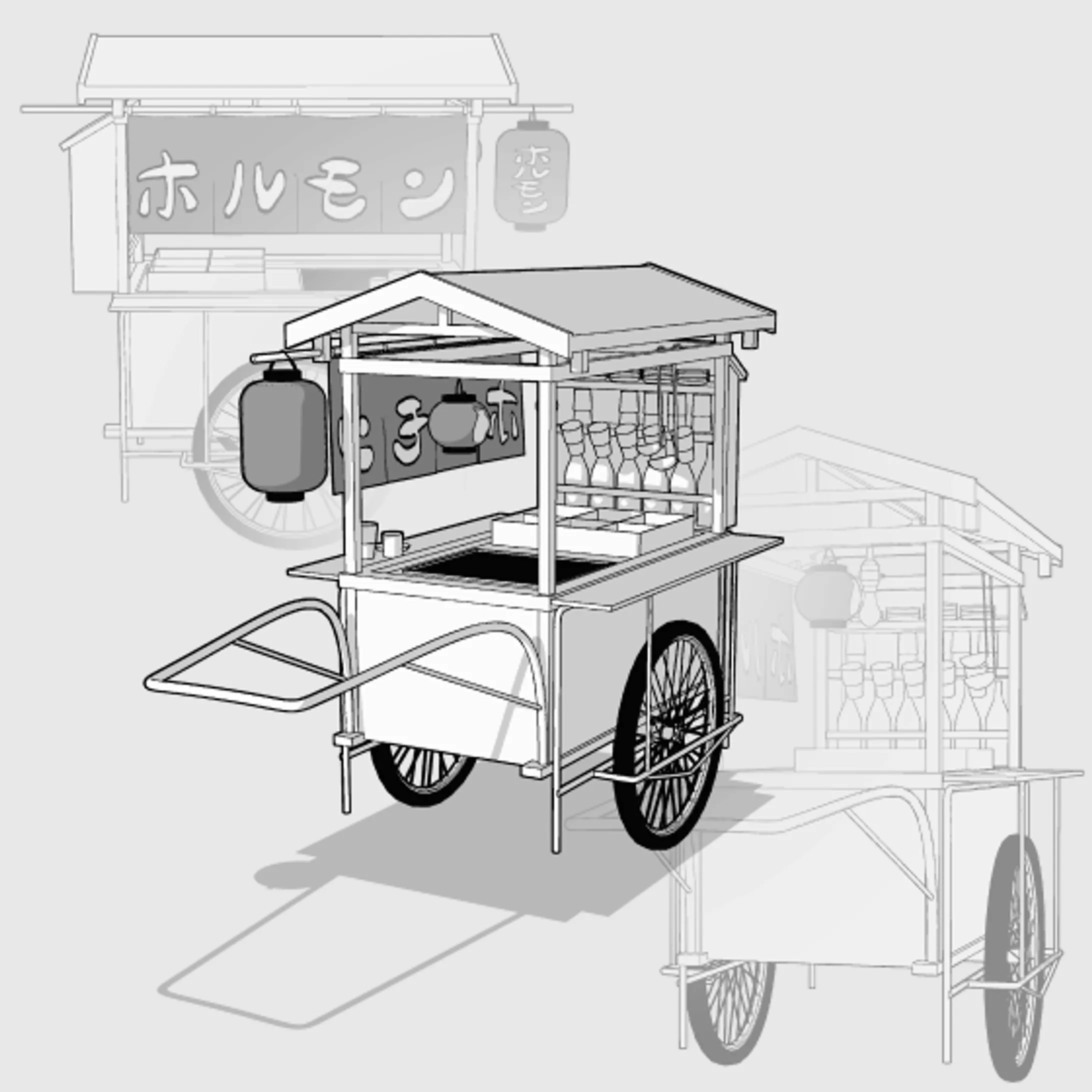 3Dモデル制作実績：屋台（ブラックナイトパレード）-1
