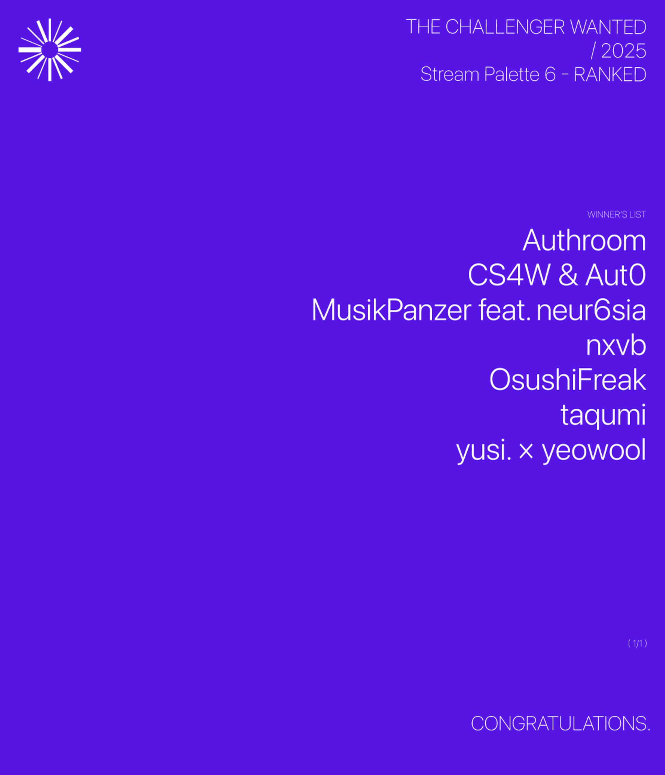Diverse System "Stream Palette 6 -RANKED-" 合格 -1