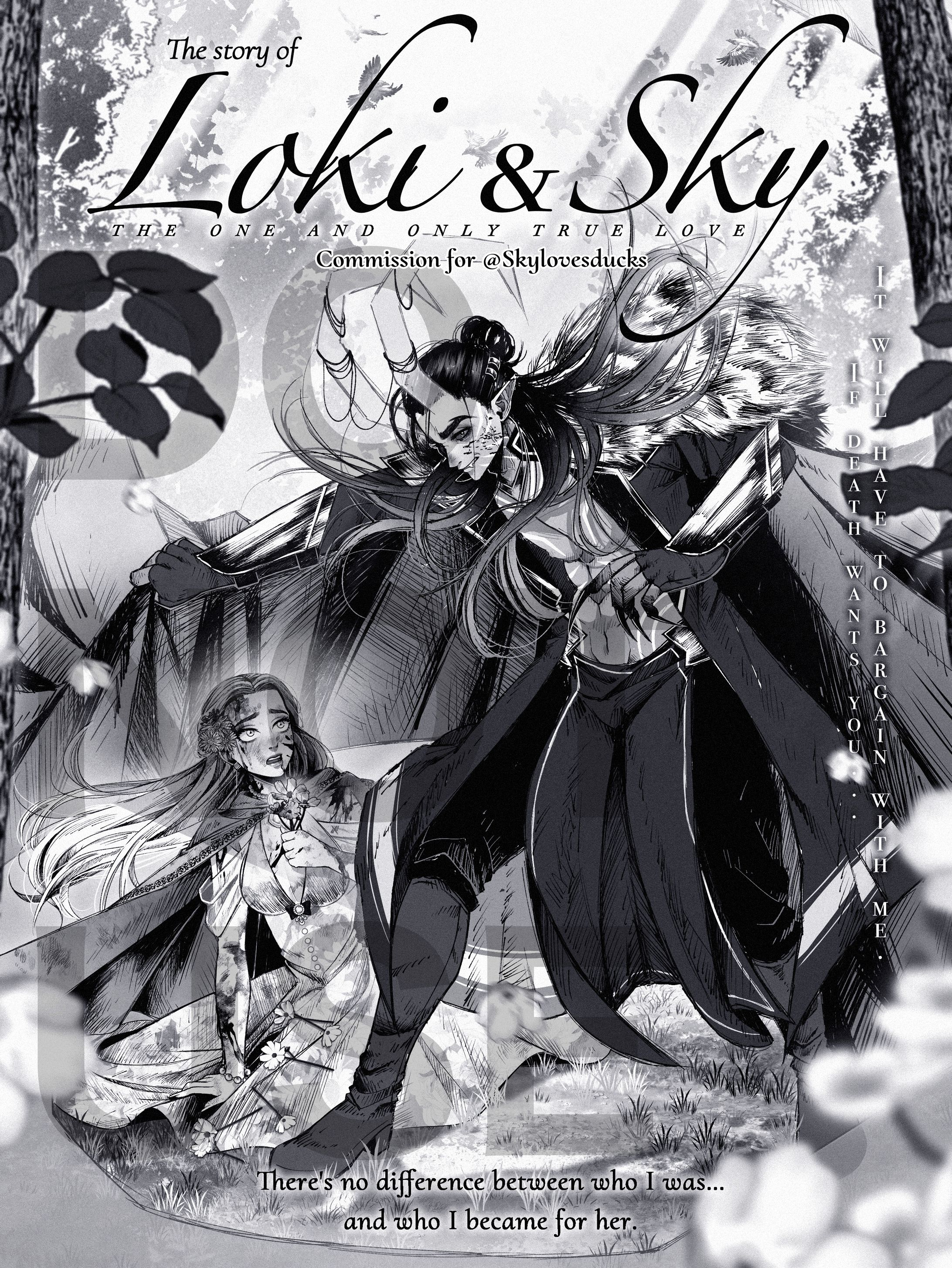 Commission for Skylovesducks in B/W comic style-1