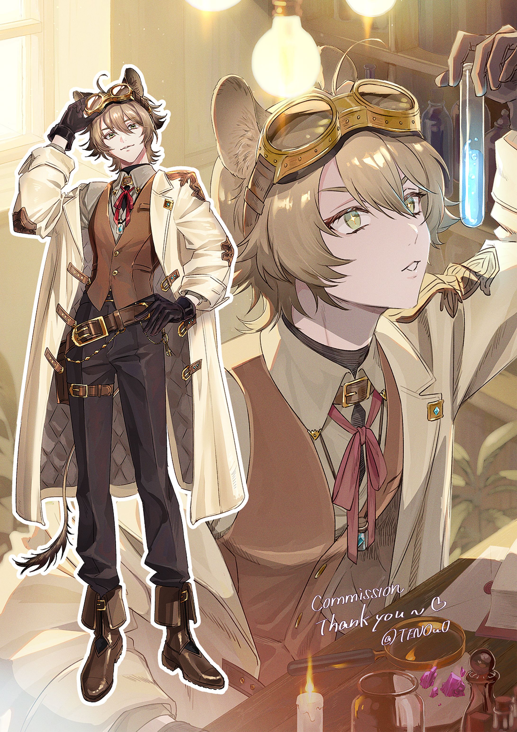 【Commission】キャラデザ｜獣人錬金術師-1
