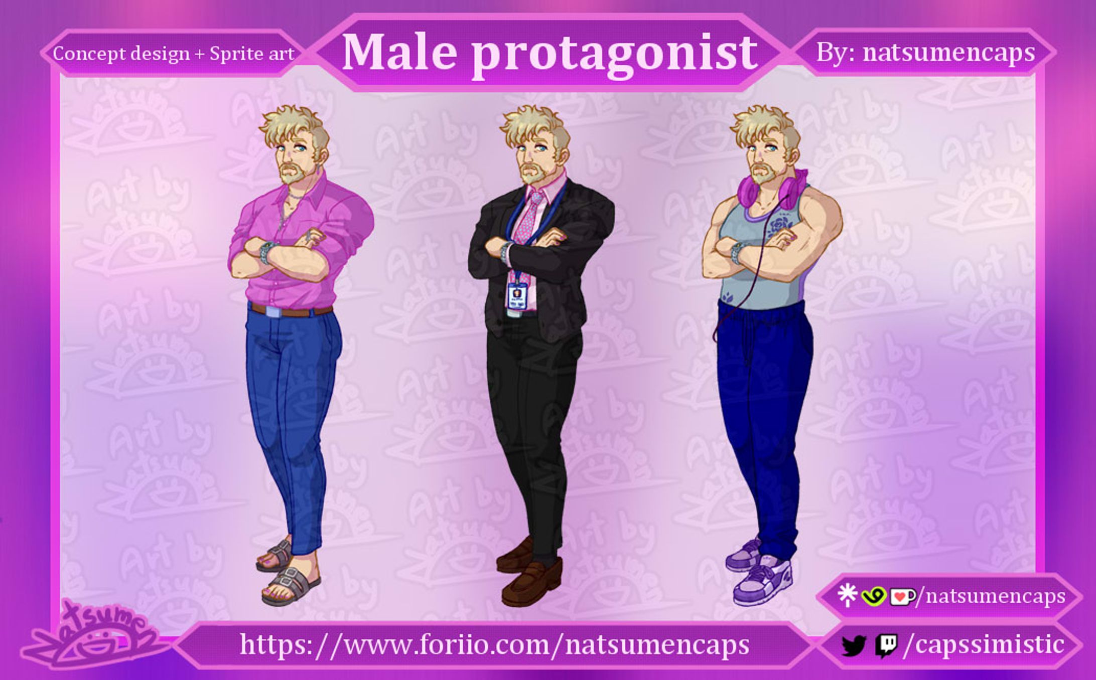 Male protagonist sprite art + concept design-1