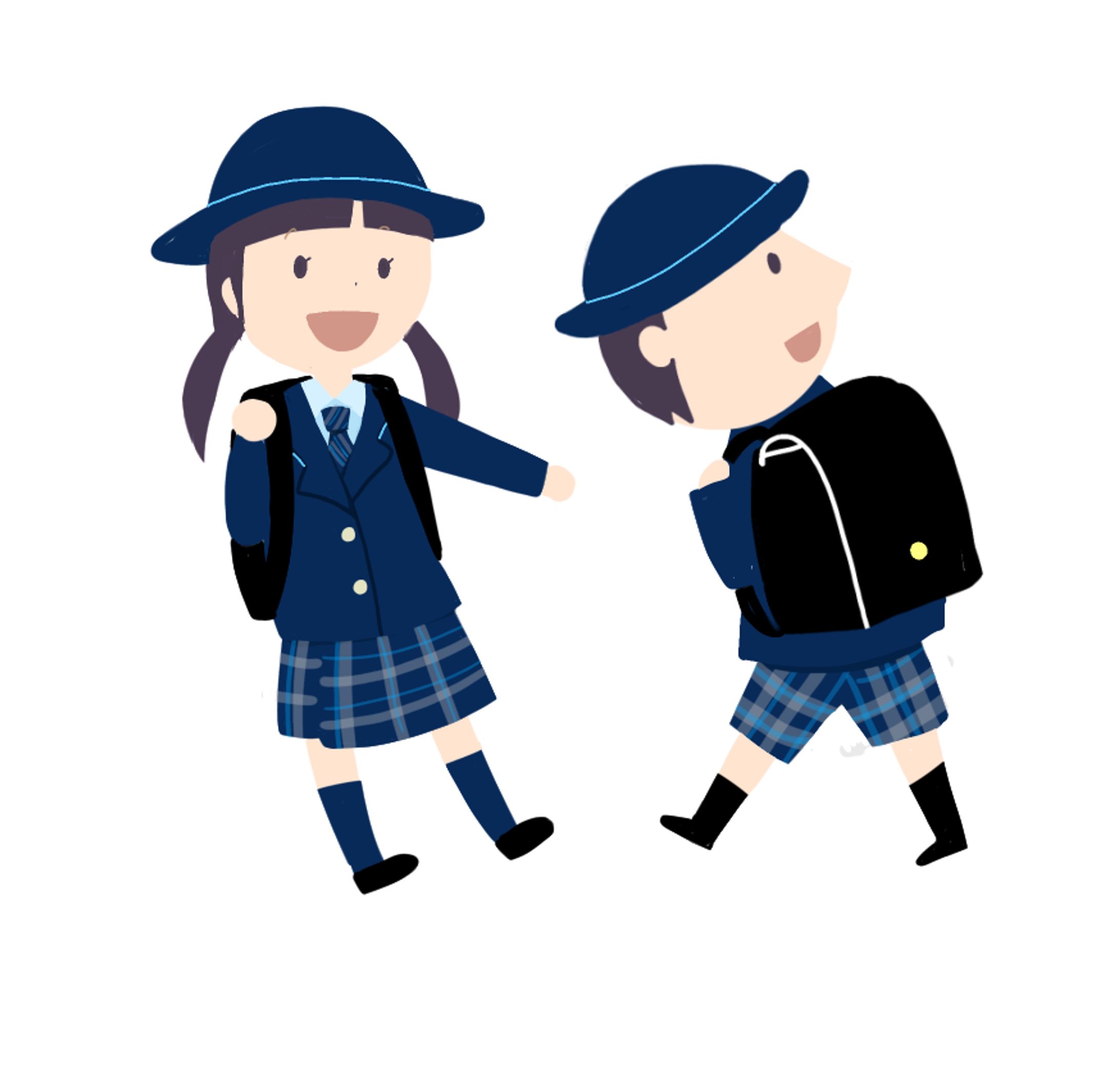 小学生（制服）の男女-1