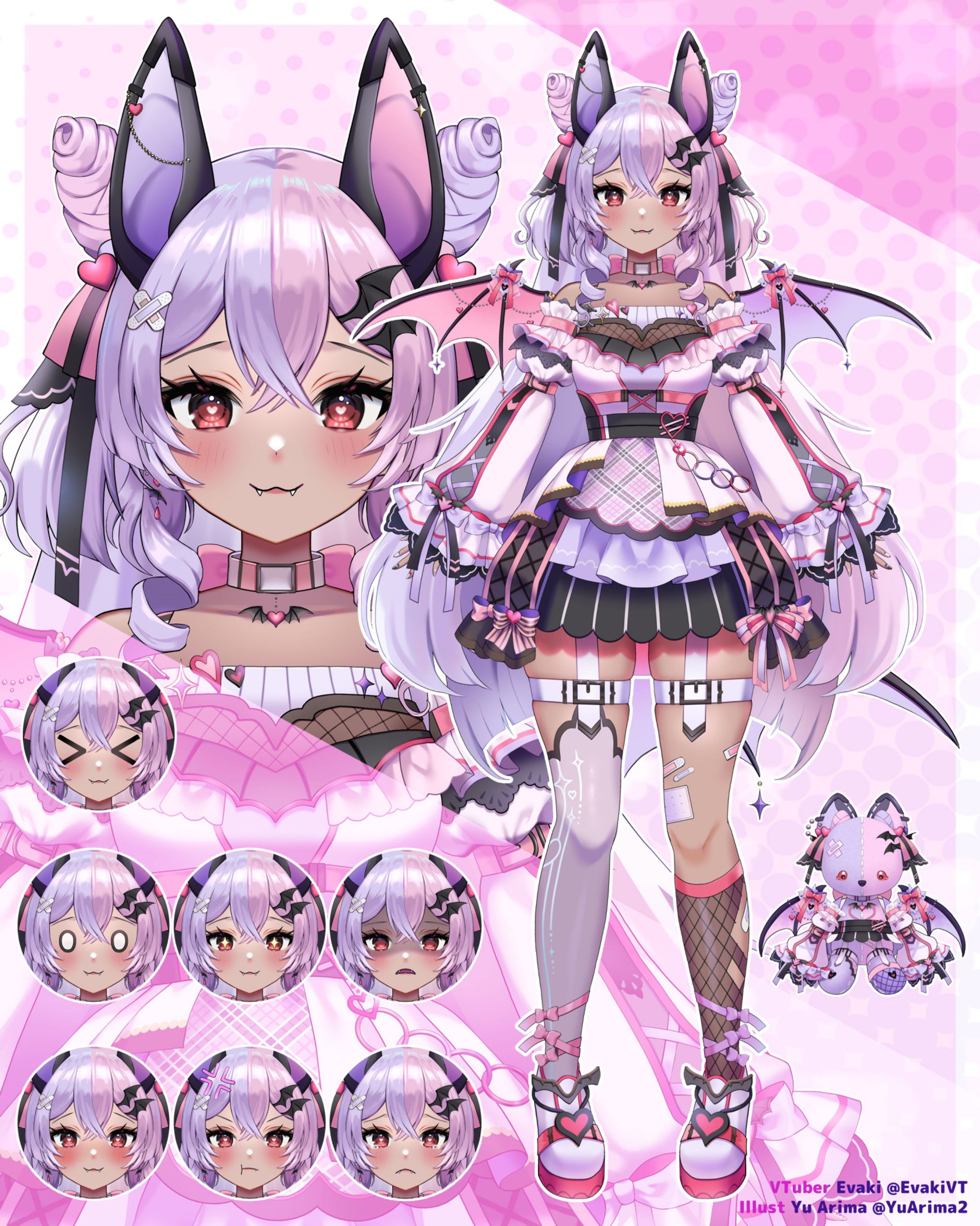 ご依頼:Cute bat VTuber Evaki 2.0 model🦇💜Live2D Art Showcase-1