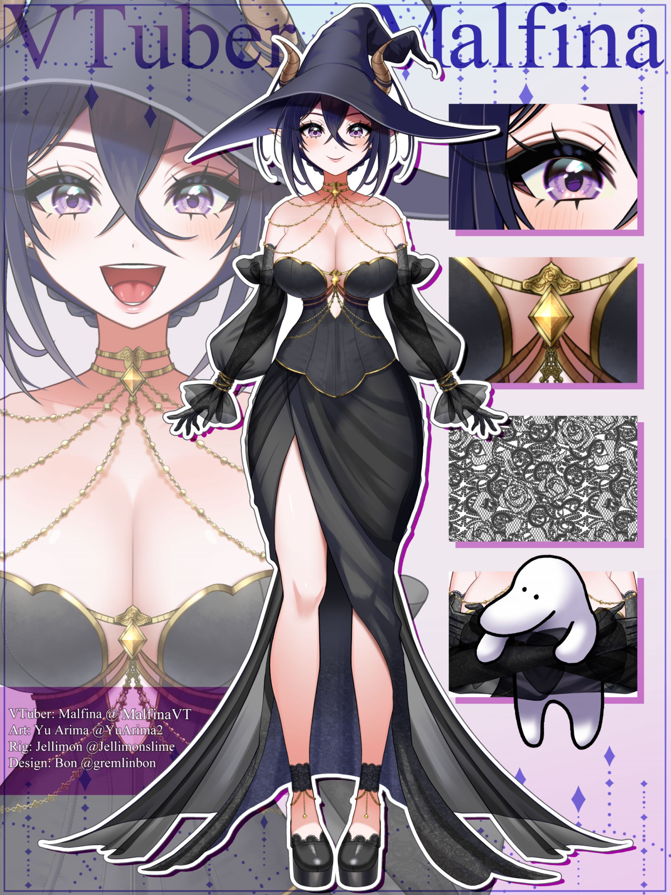 ご依頼: Live2D Art Socks Agency Gen2: Demon Witch VTuber Malfina💀⚜️-1