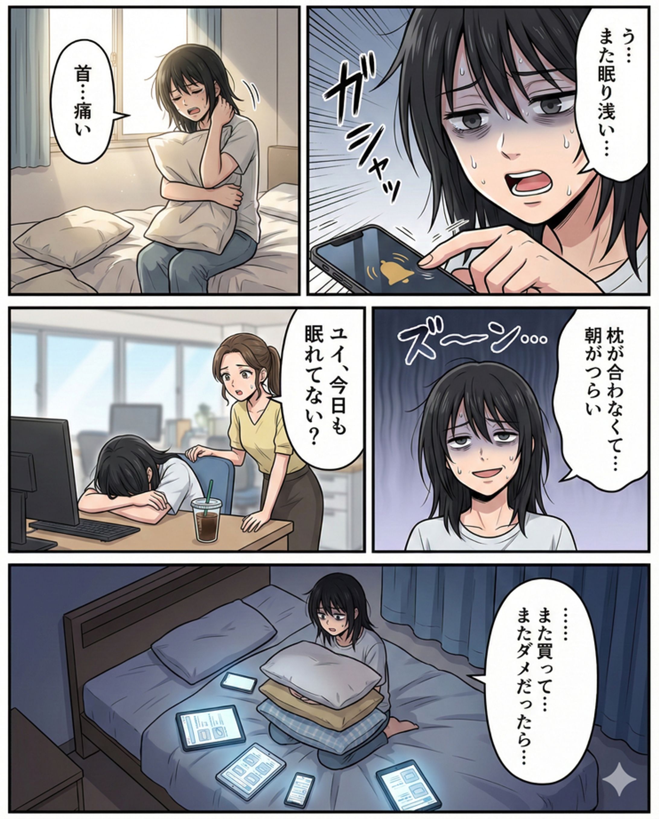 【商品写真(イラスト)入り広告漫画】枕カバー 付 実用的 健康枕-1