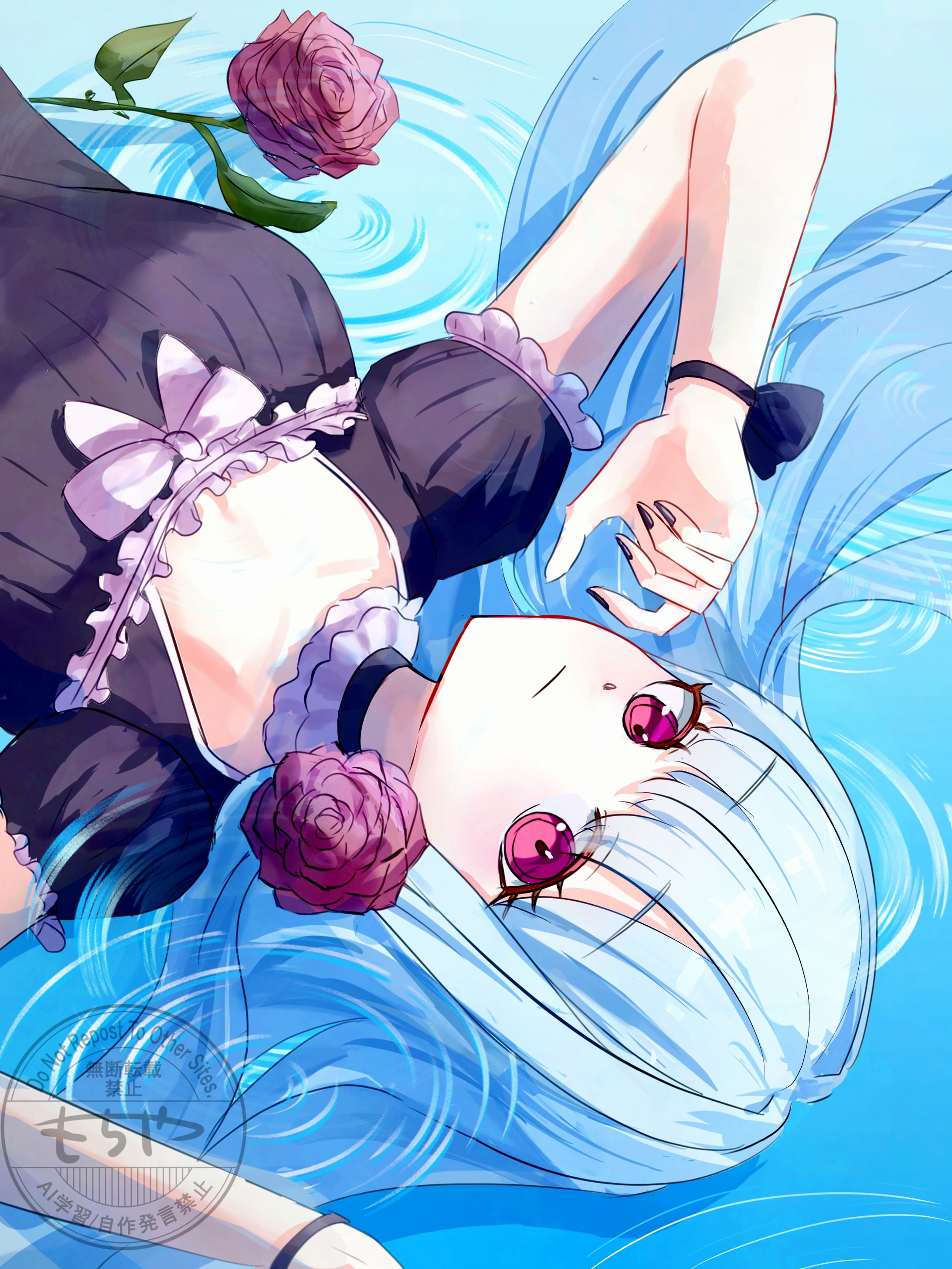 【original】YCH sample-a girl lying in the shallow water-1