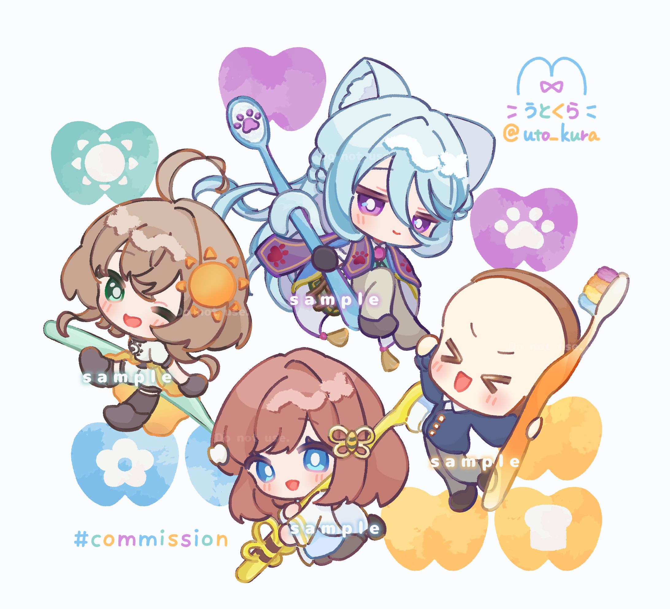 おまかせイラスト りぷらい！所属 愛歯えいる様 仲良し4人組-1