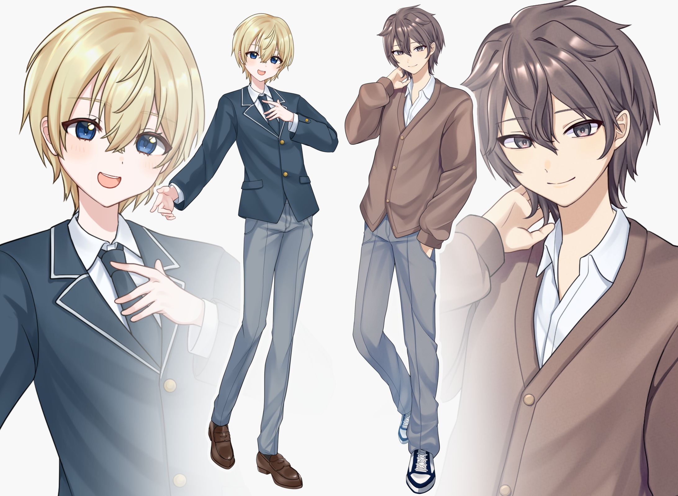 【ご依頼】TRPG立ち絵_男子高校生二人組-1