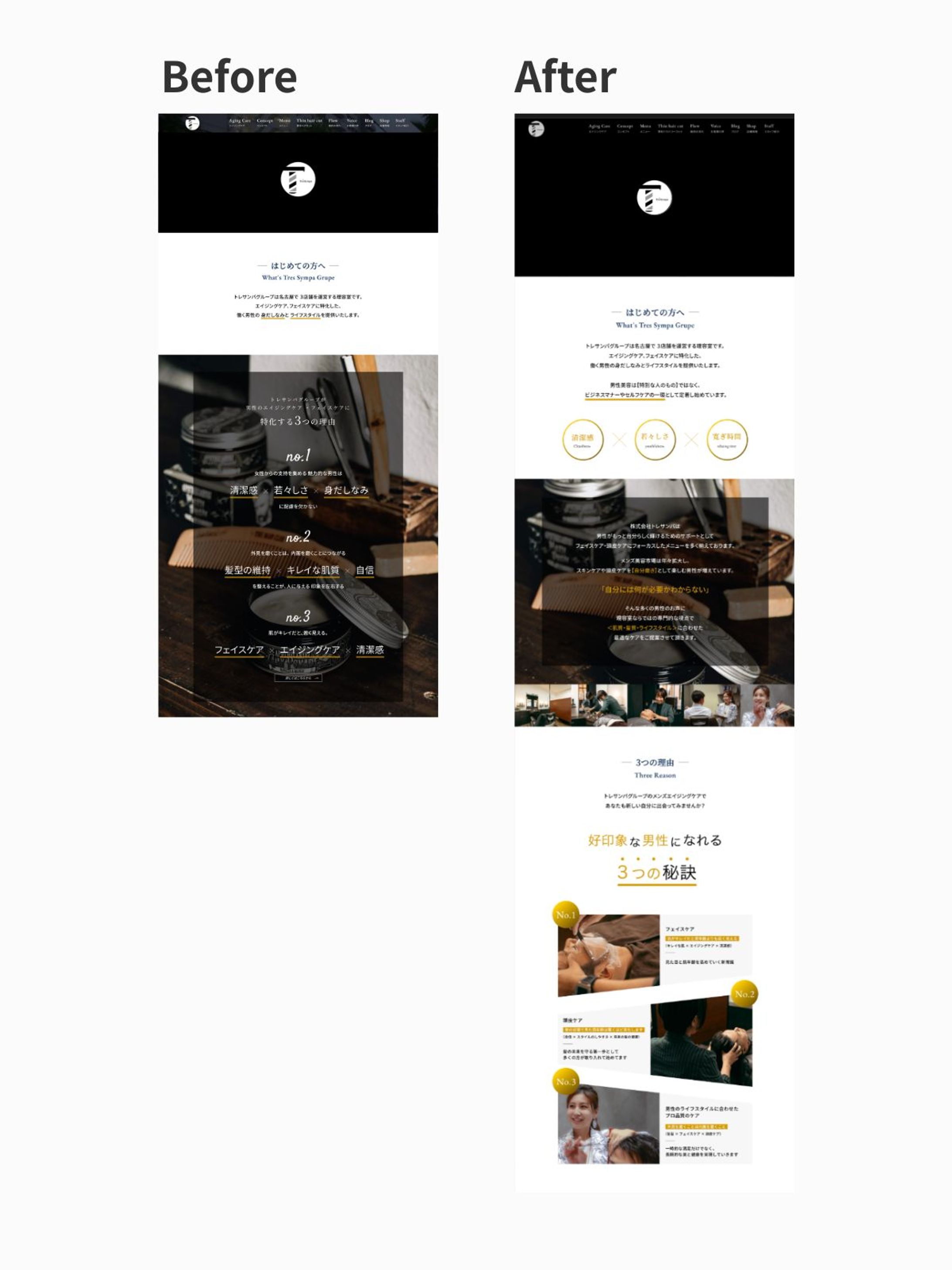 【Webサイト部分リニューアル】理容室/美容室 Tre's Sympa様（ディレクション）-1
