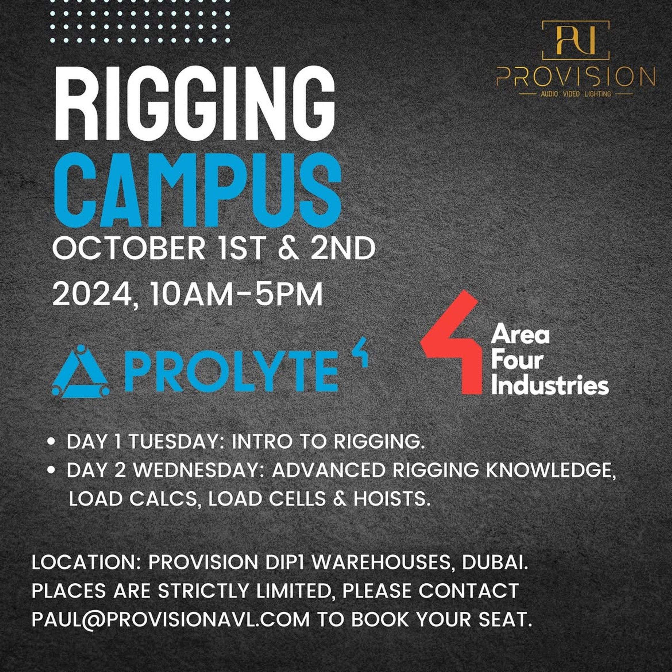 Another Rigging Campus week just in time for the new season!Limited places are still available f-1