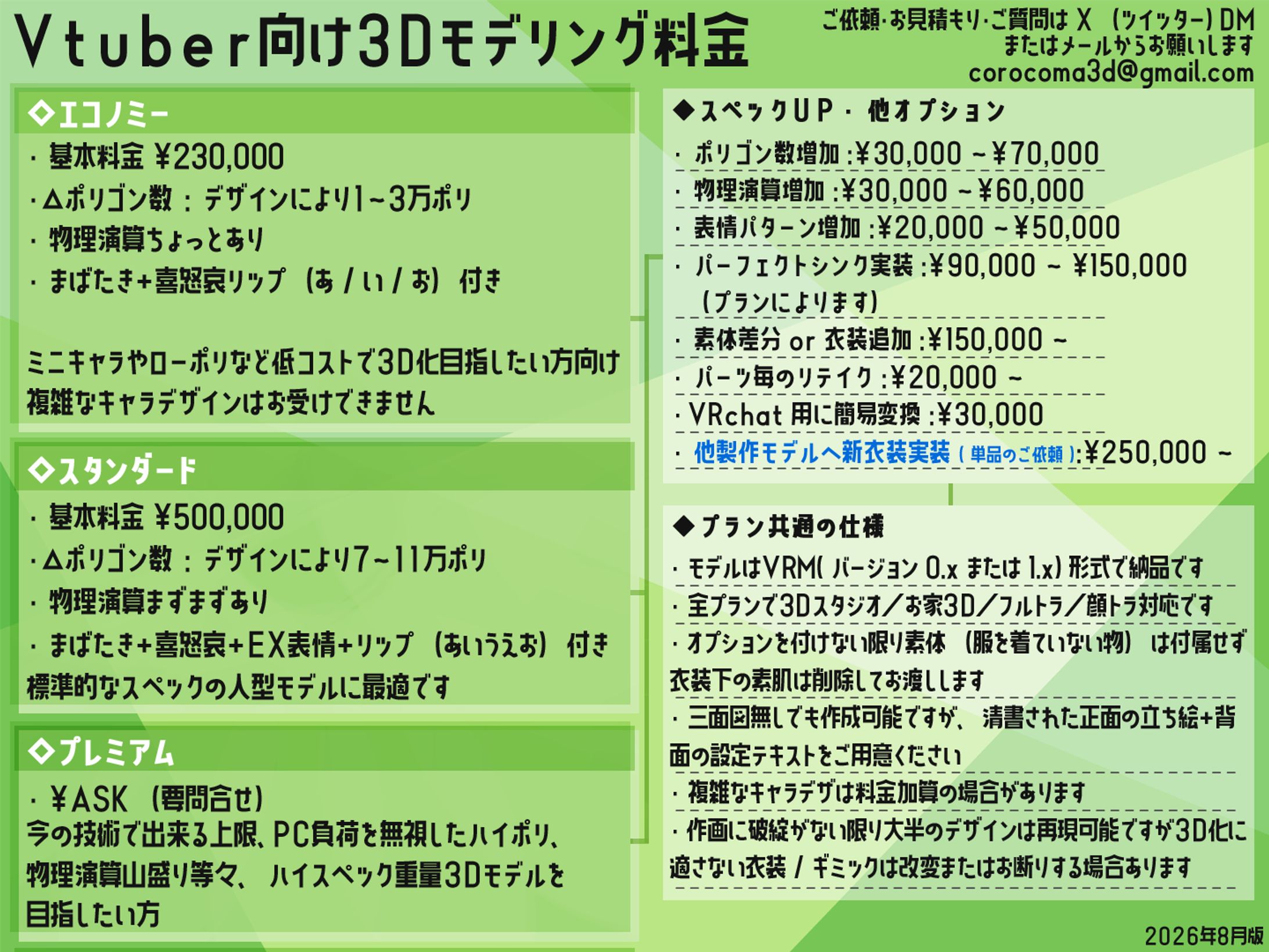 3Dモデリング料金表-1