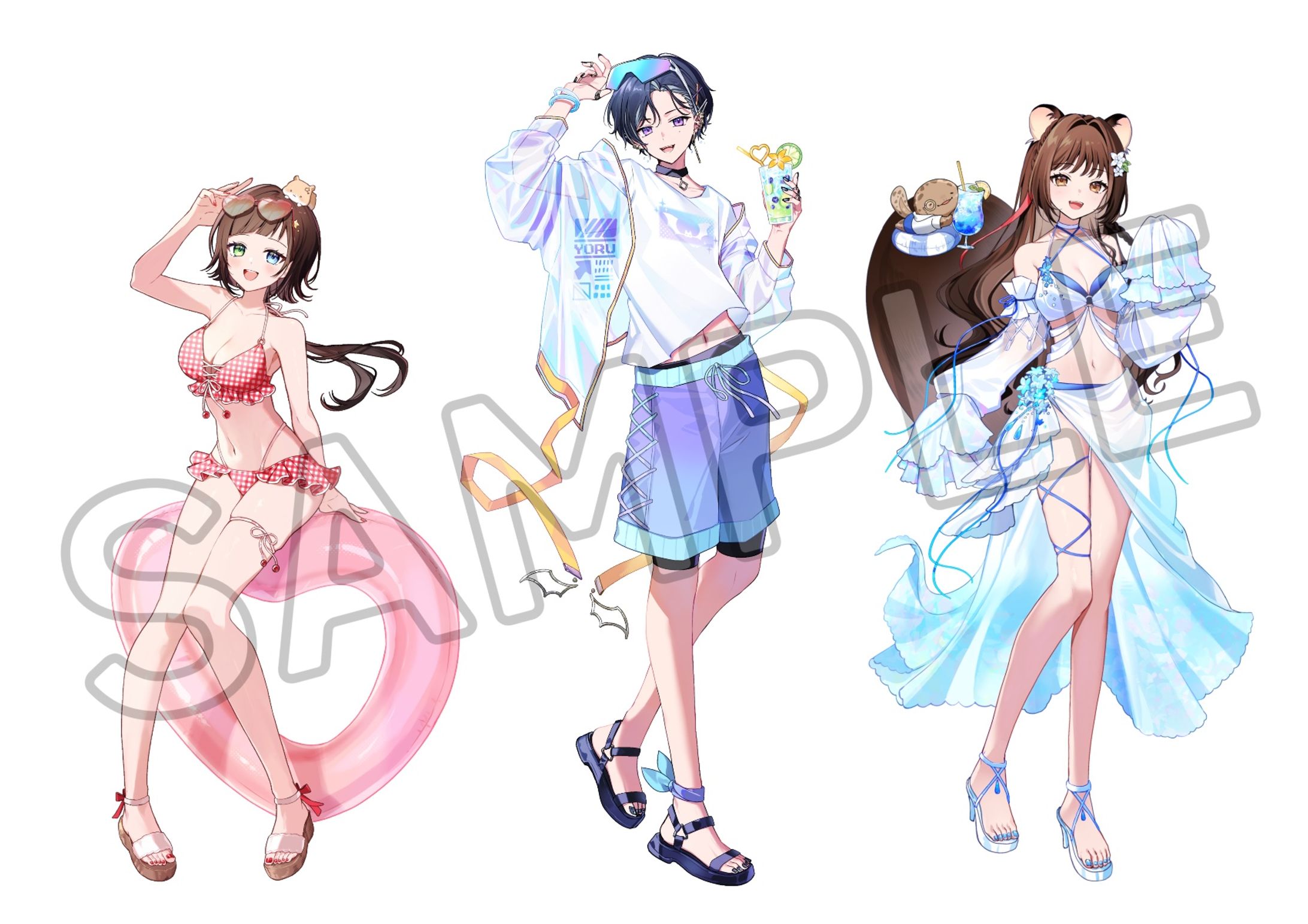 StudioOZON所属 セイ・B・ルフレ様、緋亡ヨル様、都ゆうり様　水着イラスト-1