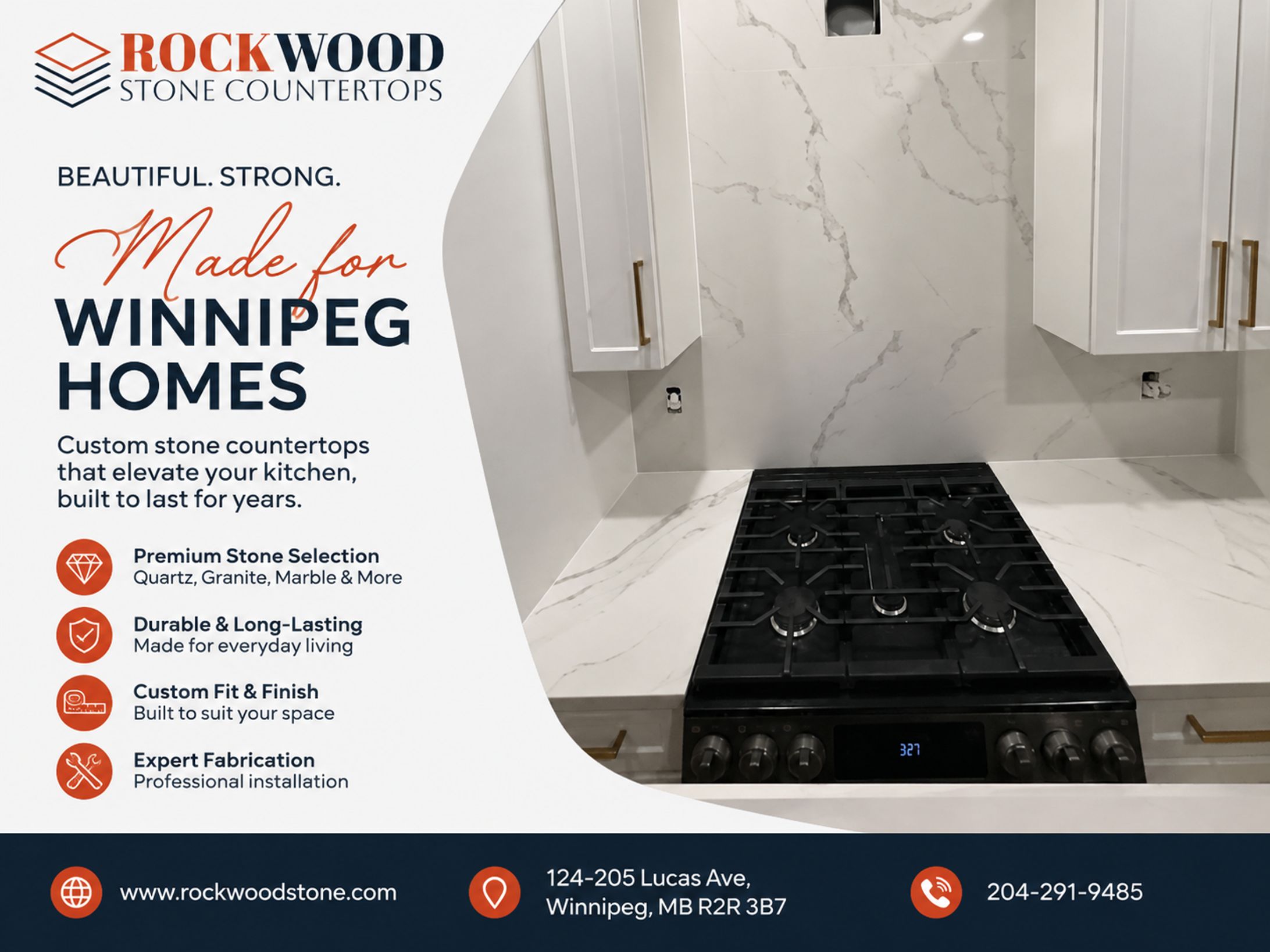 Modern White Marble Kitchen Countertops in Winnipeg Homes-1