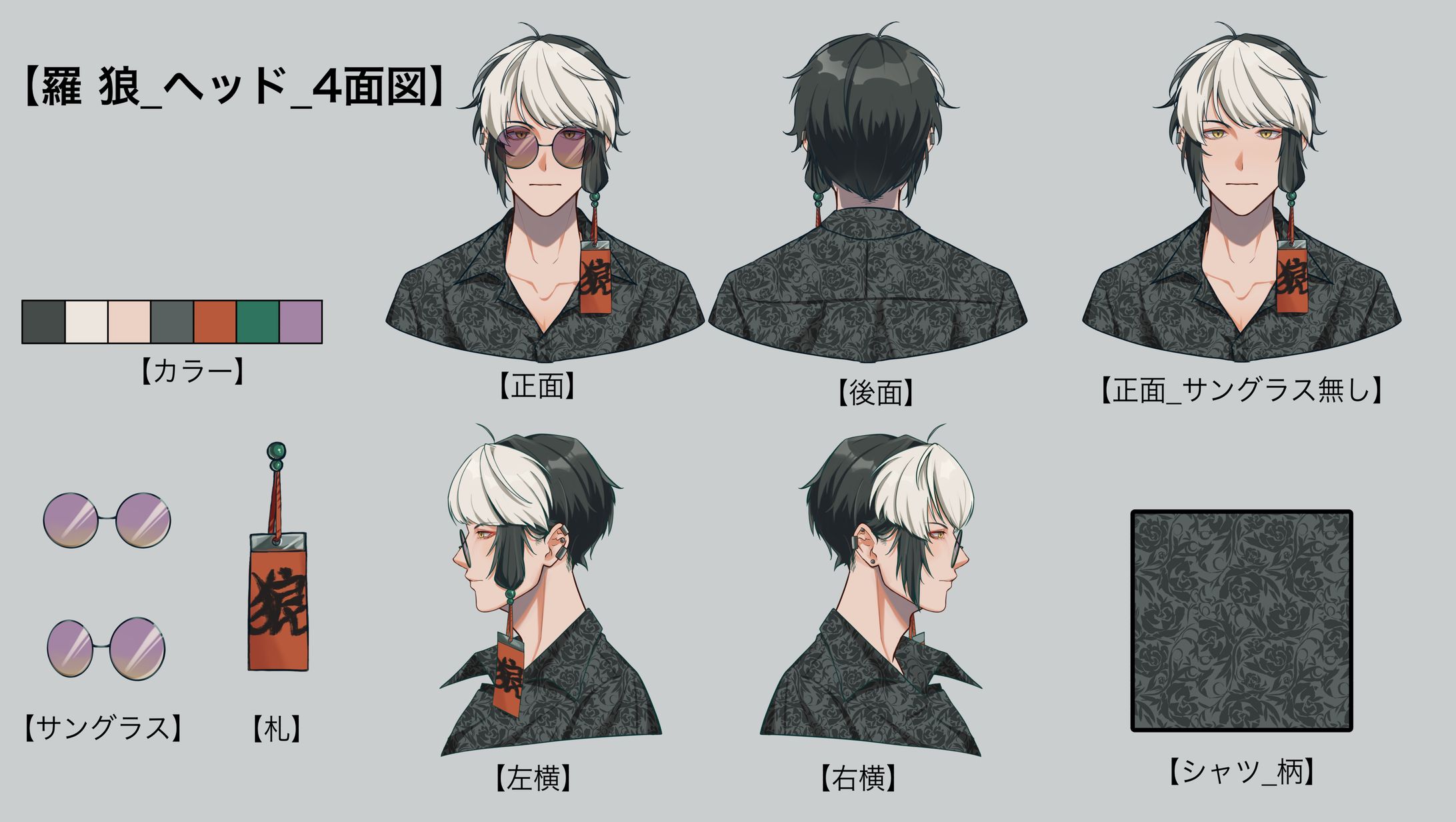 【OC ヘッド 4面図】＋表情差分-1