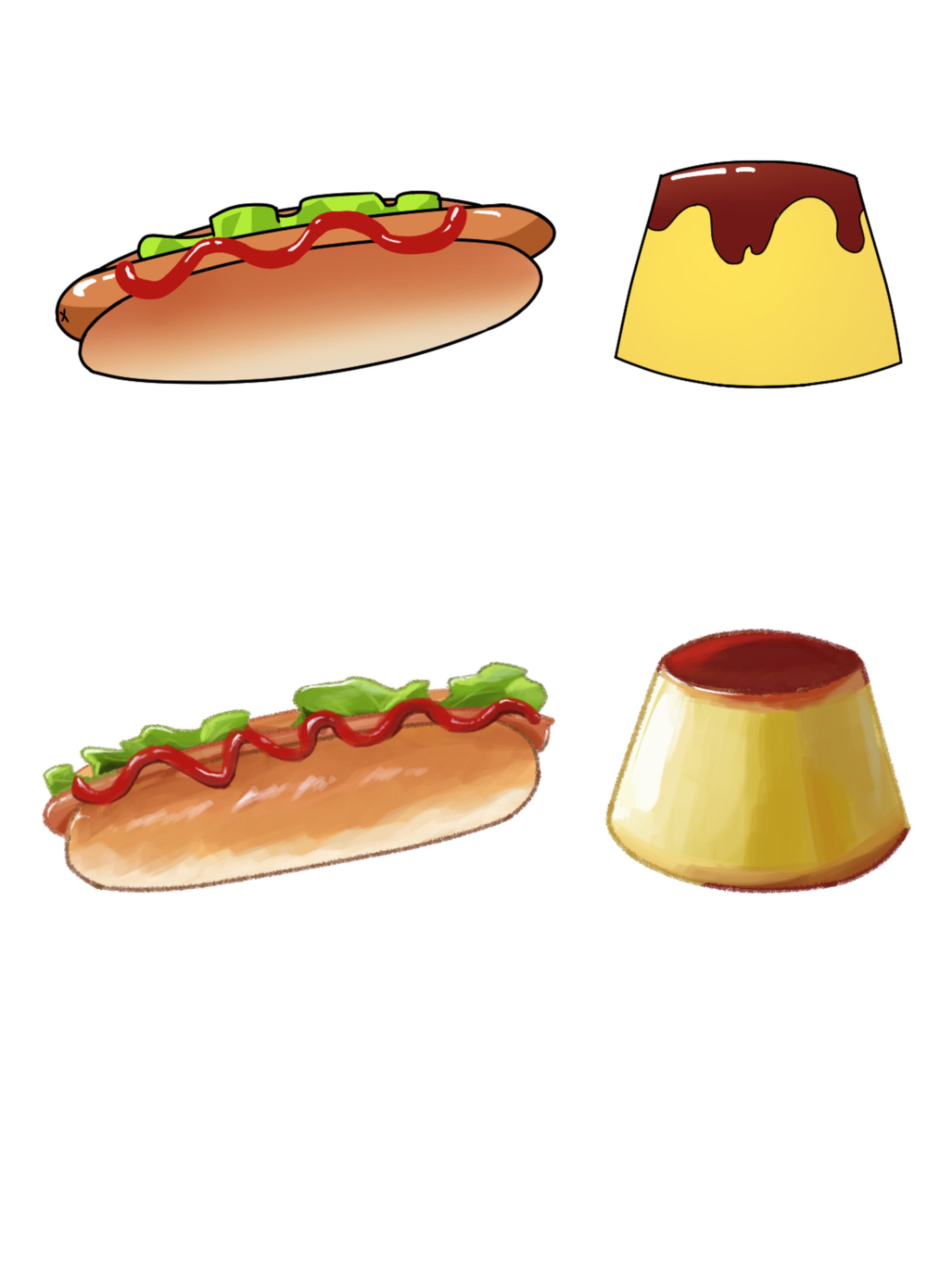 【イラスト】ホットドッグ・プリン（ポップ・スケッチ）-1