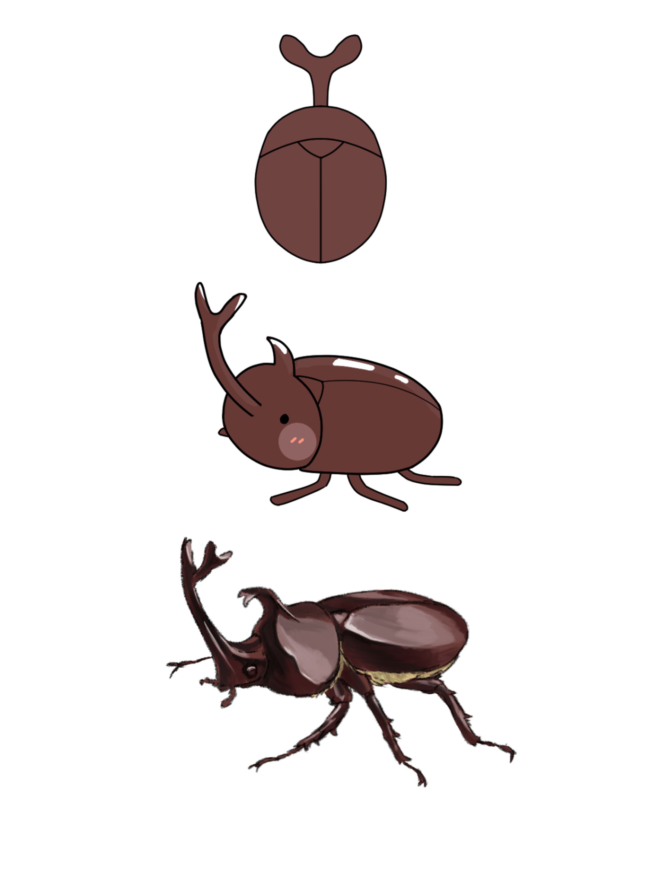 【イラスト】カブトムシ（ポップ・スケッチ）-1