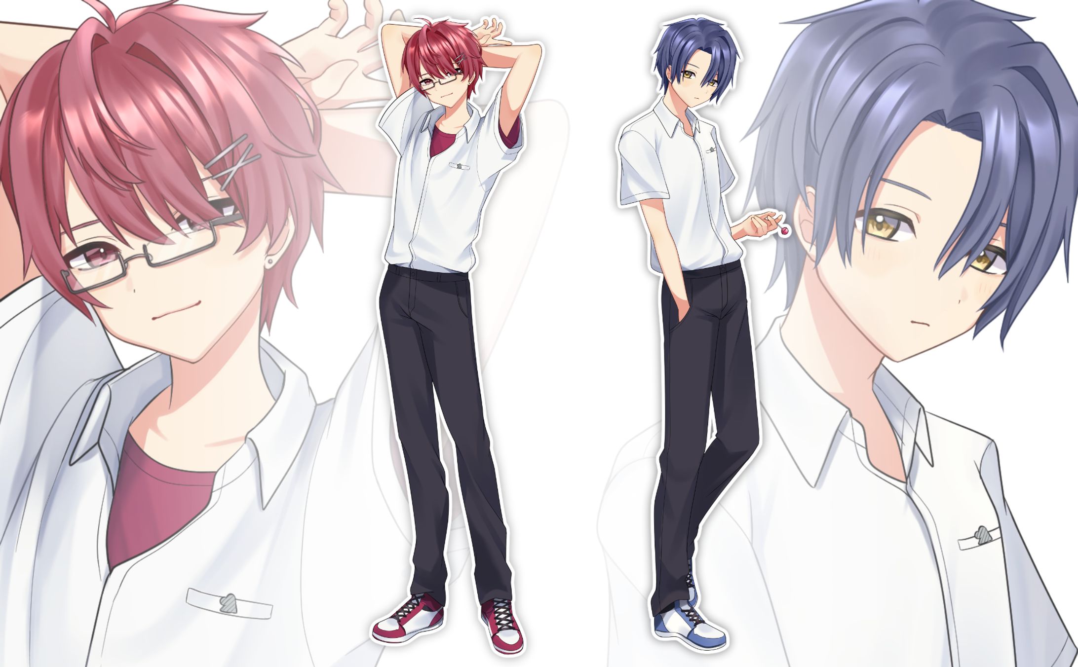【ご依頼】TRPG立ち絵_夏服男子高校生二人組-1