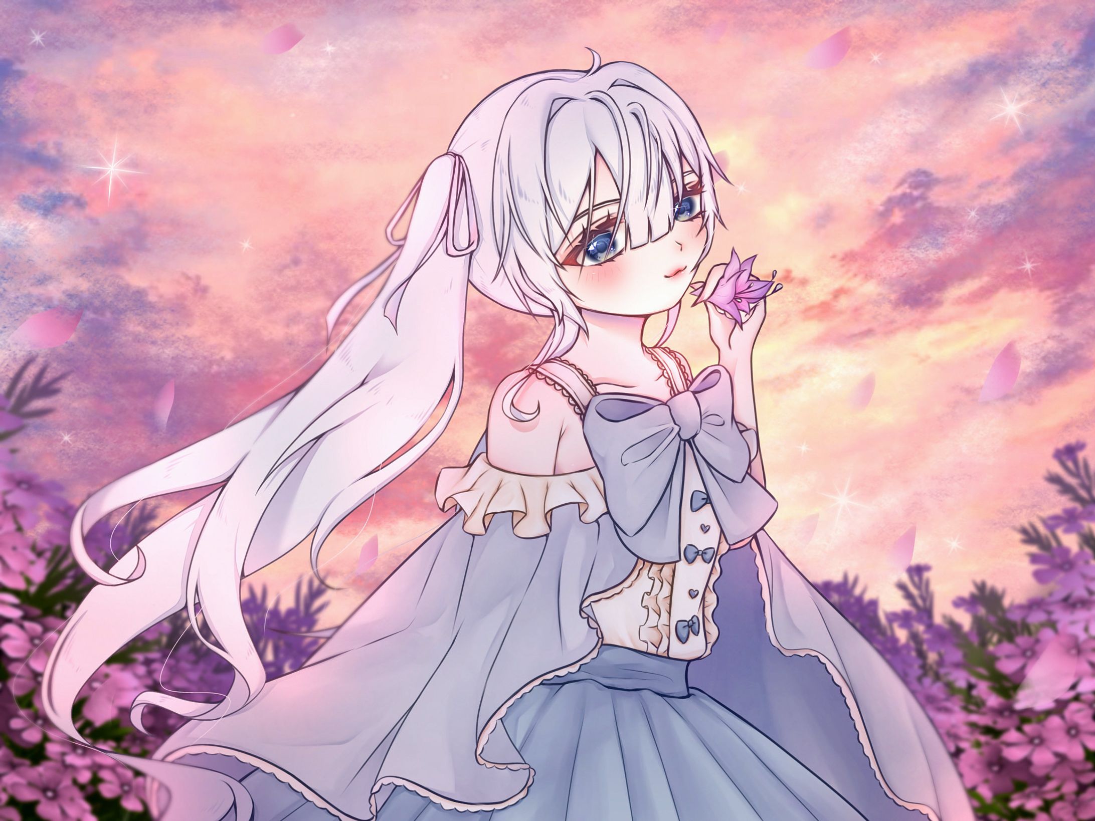 女 1枚絵 (背景1部フリー素材使用)-1