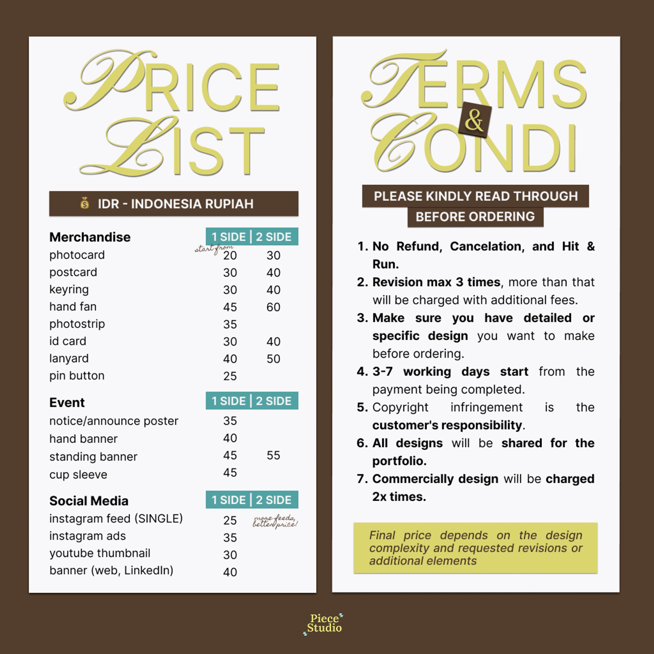 PRICE LIST AND T&C-1