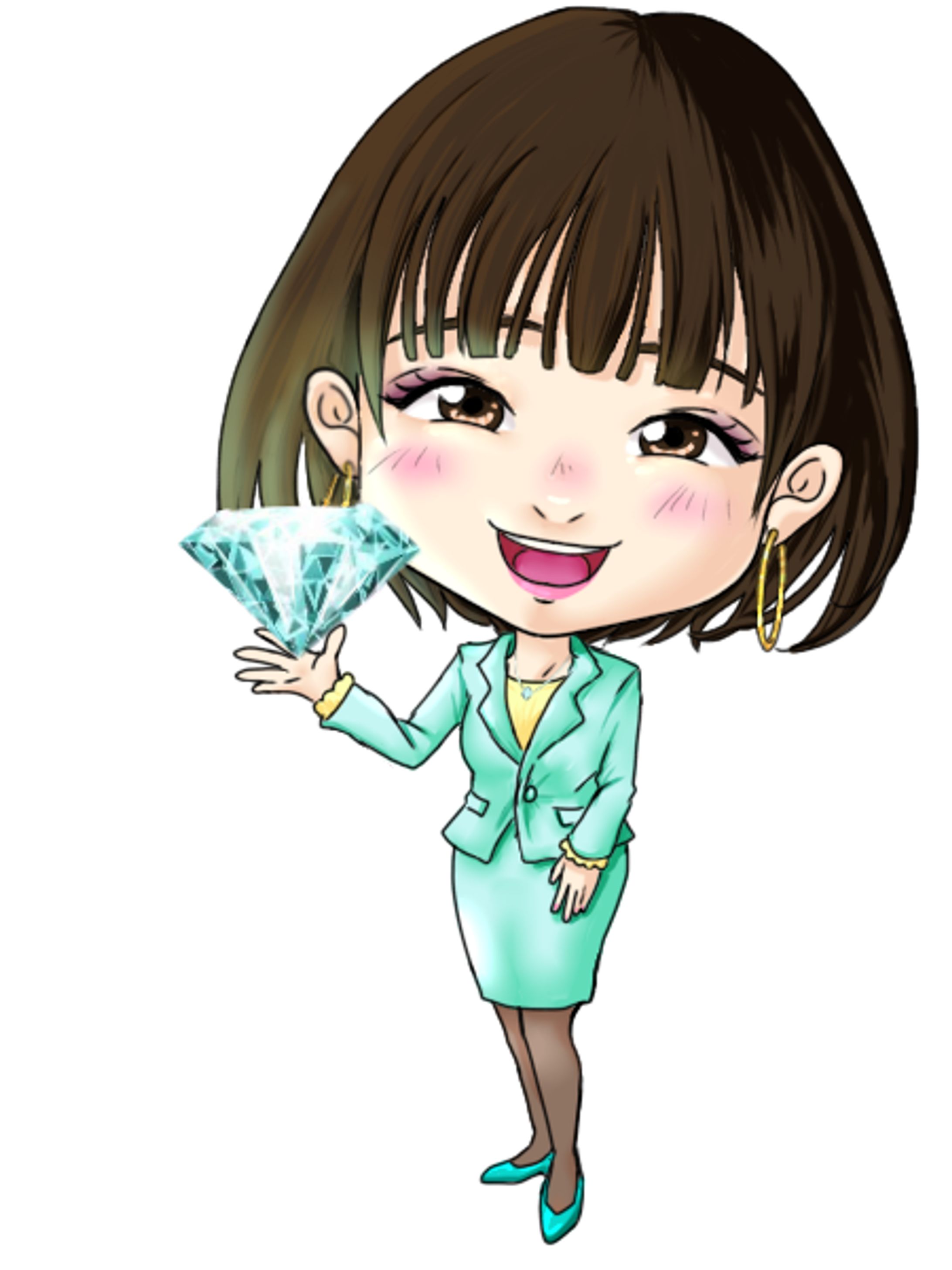 スーツの女性のイラスト(キラキラダイヤ)-1