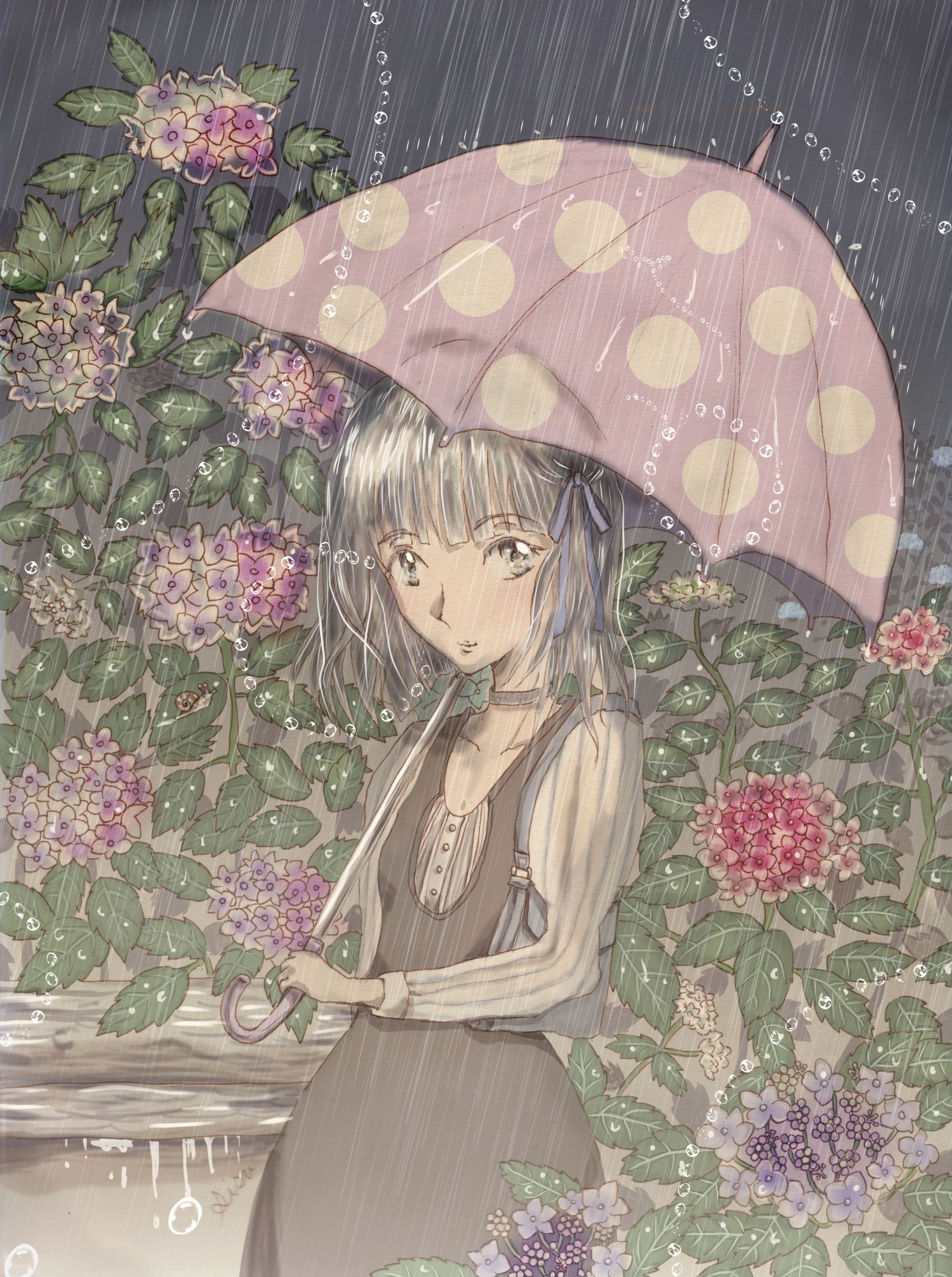紫陽花と雨と君と