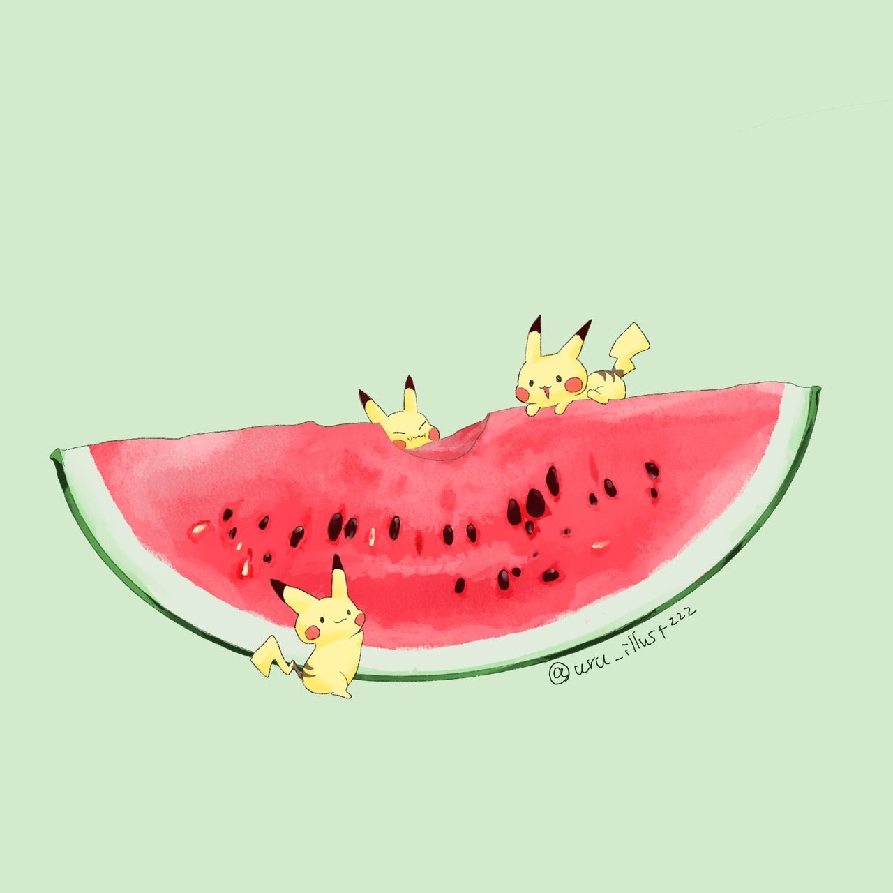 スイカとピカチュウ